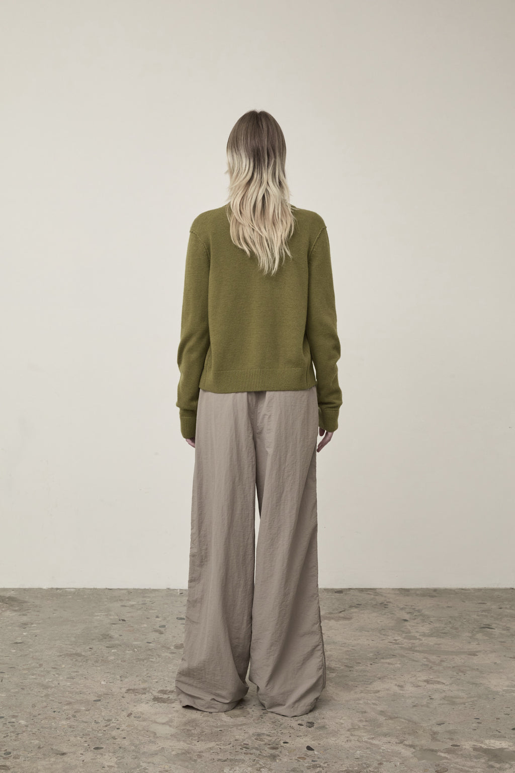 Matin Kim - Cashmere Blended Round Knit Cardigan (Olive) product image 6 | TRAB K-Fashion Australia