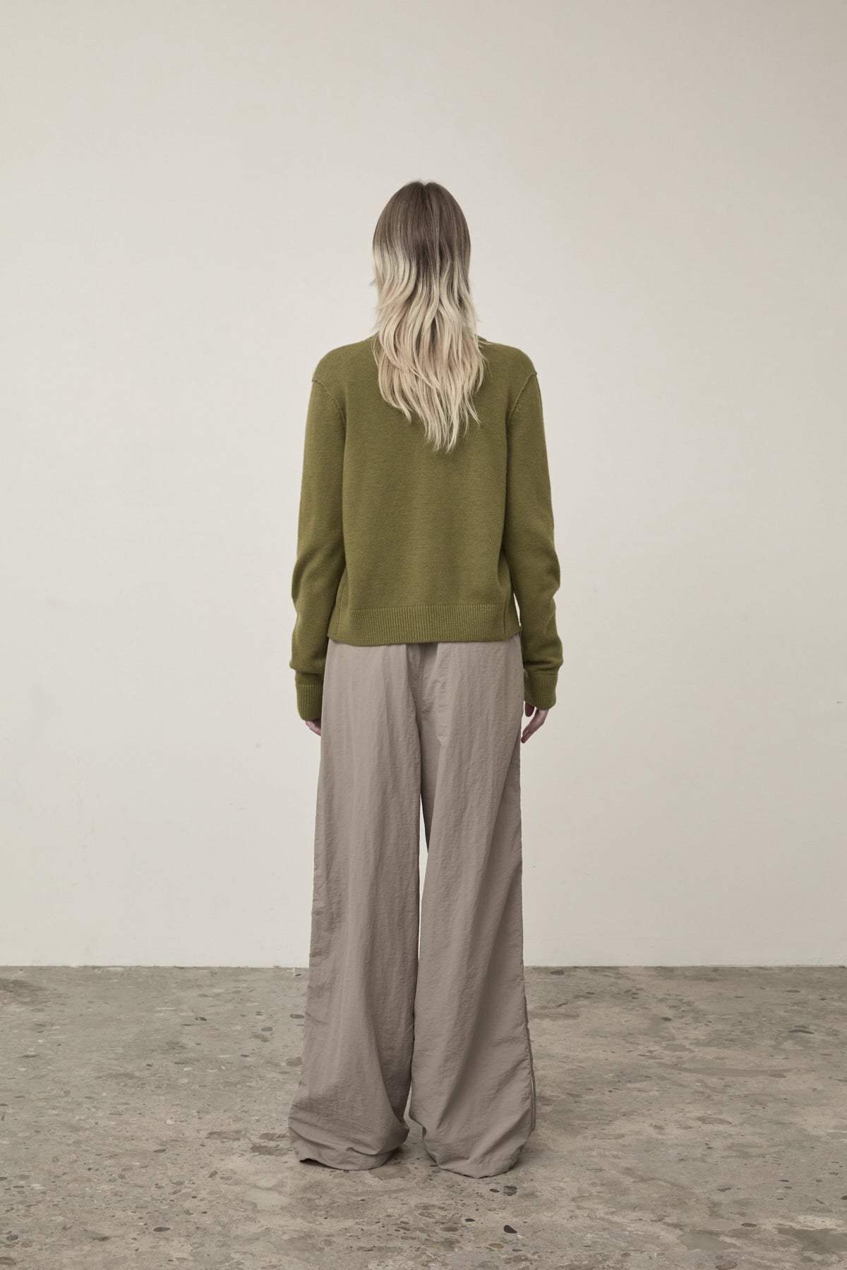 Matin Kim - Cashmere Blended Round Knit Cardigan (Olive) product image 6 | TRAB K-Fashion Australia
