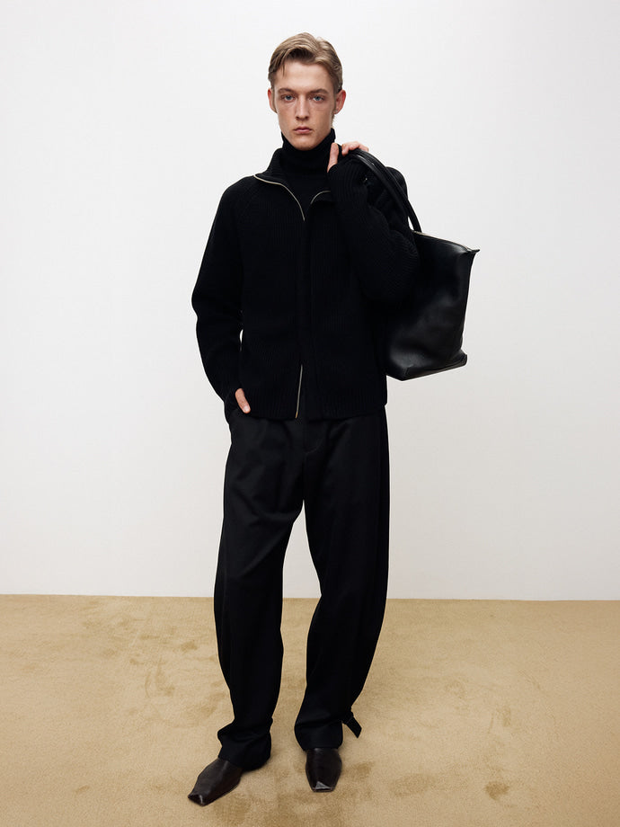 Tonywack - Super Fine Merino Wool Placket Zip-Up Knit (Black) product image 6 | TRAB K-Fashion Australia
