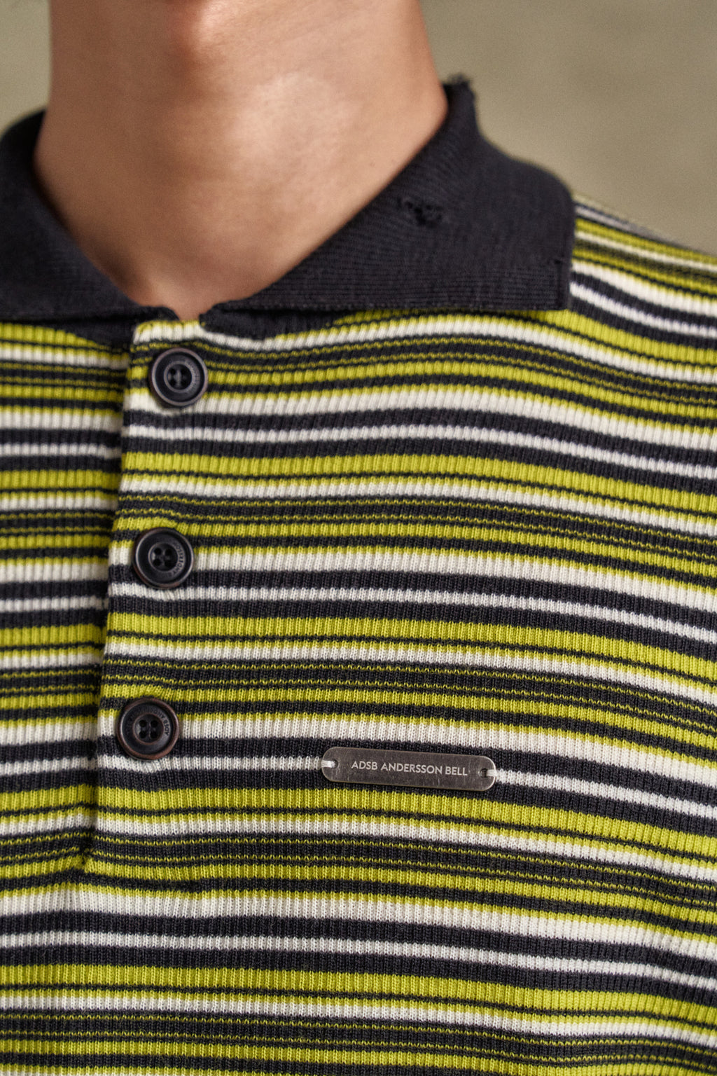 Andersson Bell - Stripe Polo Sweater (Charcoal/Lime) product image 6 | TRAB K-Fashion Australia
