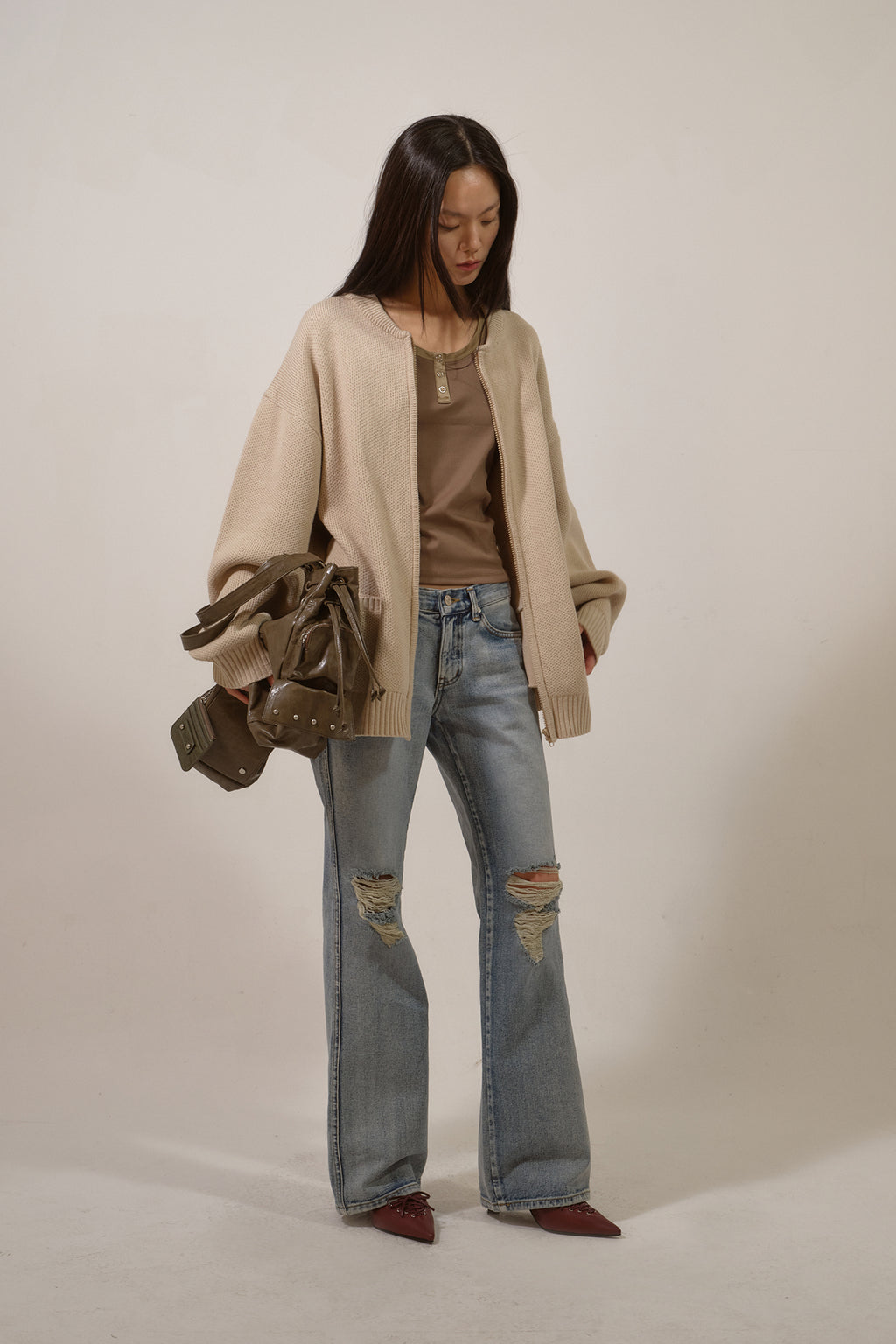 Deinet - Ripped Damage Boots Cut Denim (Blue) product image 5 | TRAB K-Fashion Australia