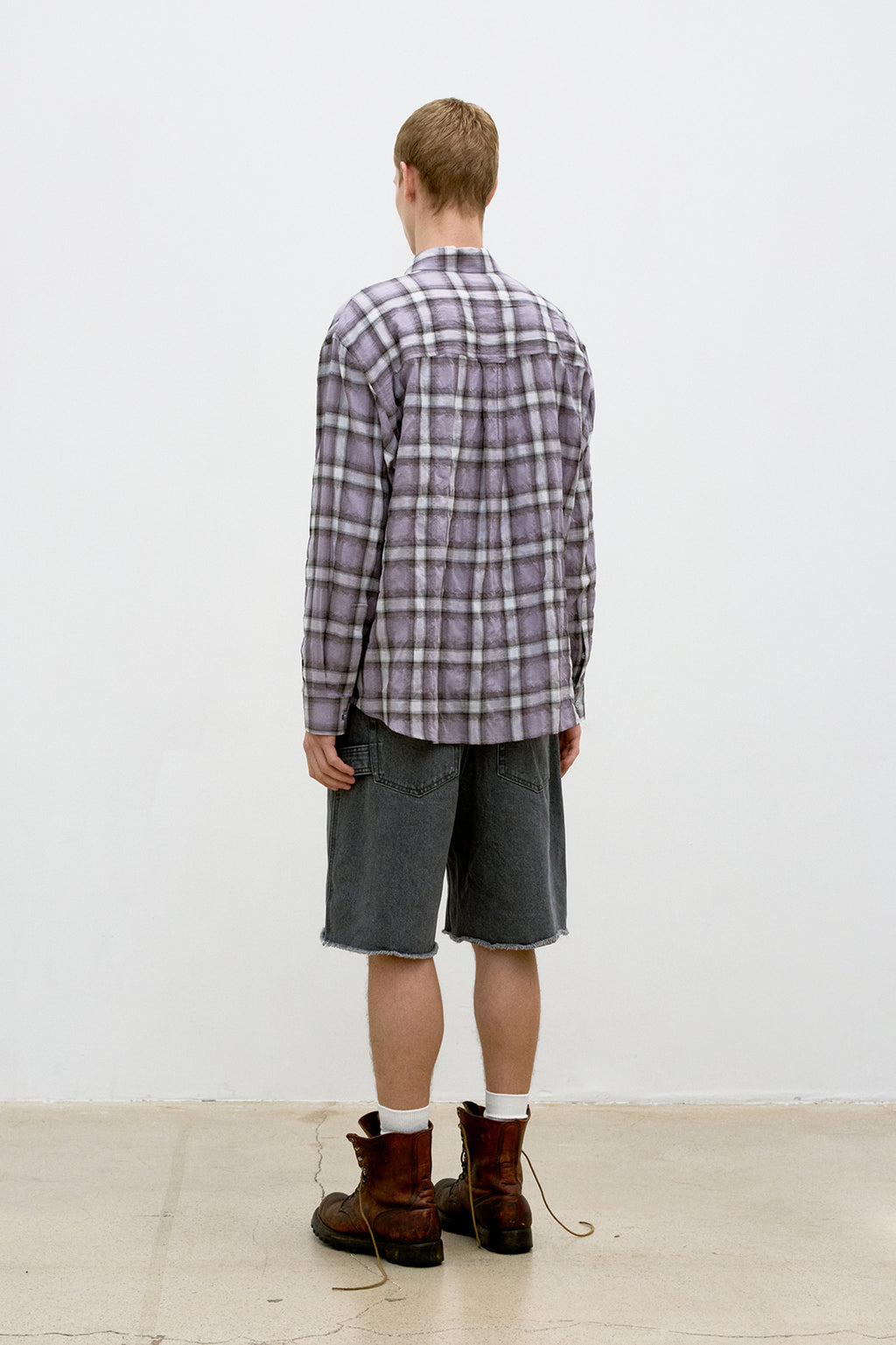 Coor - Seersucker Ombre Checkered Shirt (Purple) product image 4 | TRAB K-Fashion Australia