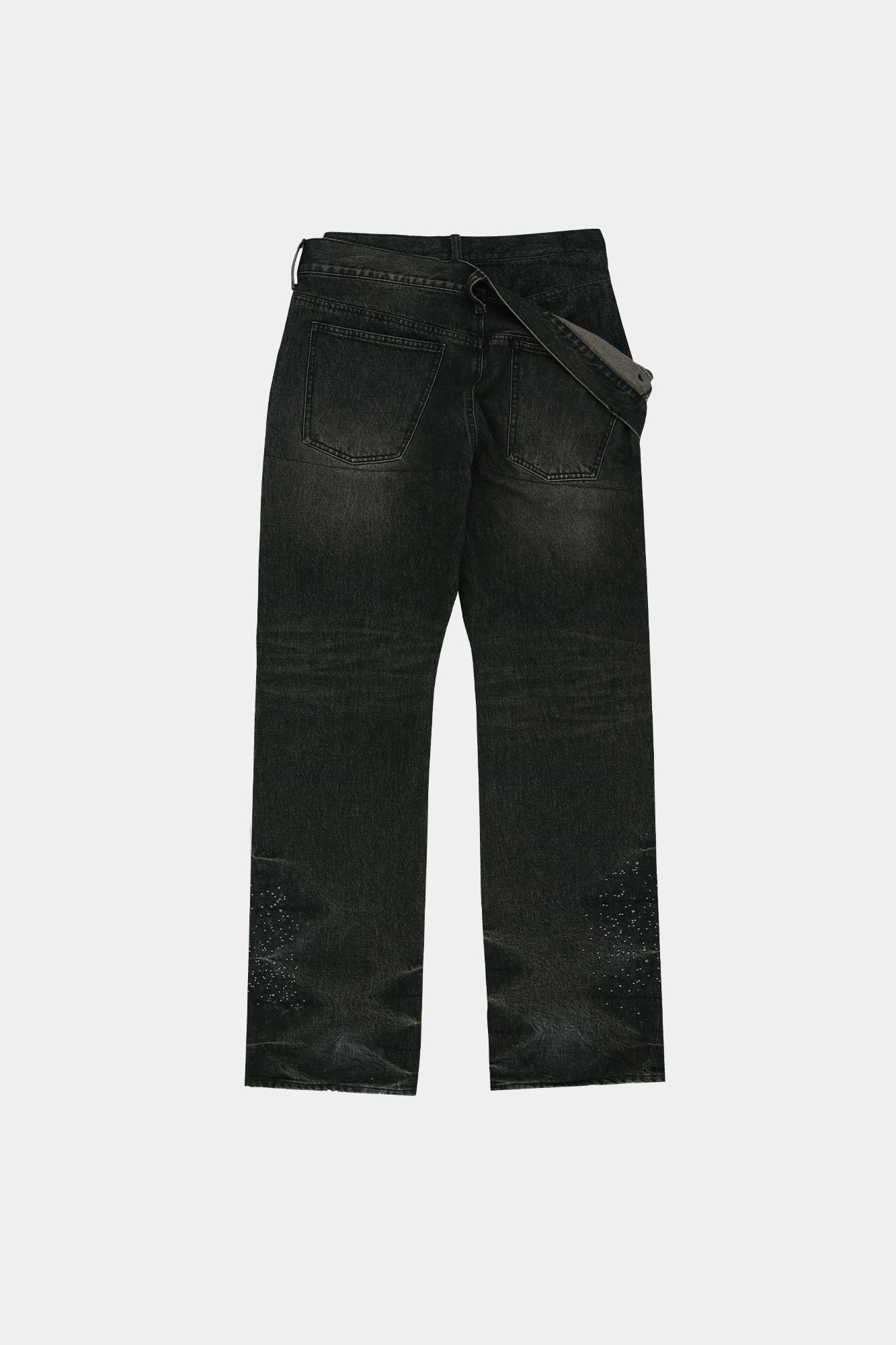 Andersson Bell - Unisex Asymmetric Layered Hot-Fix Wide-Leg Jeans (Black) product image 13 | TRAB K-Fashion Australia