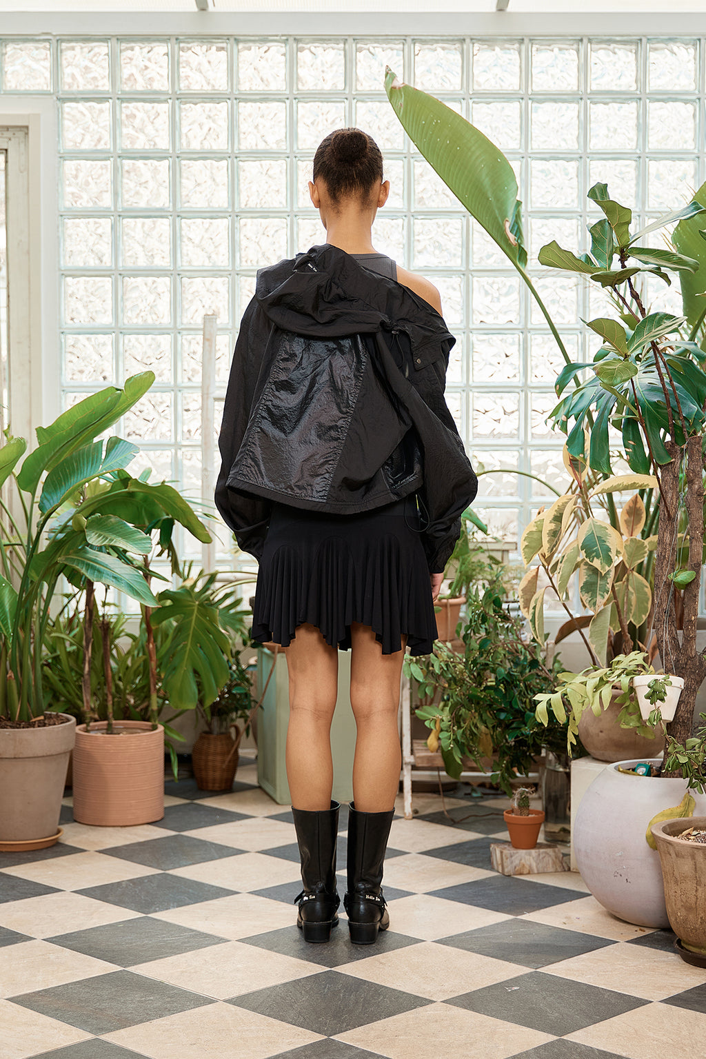 Matin Kim - Hoody Point Crop Light Windbreaker (Black) product image 9 | TRAB K-Fashion Australia