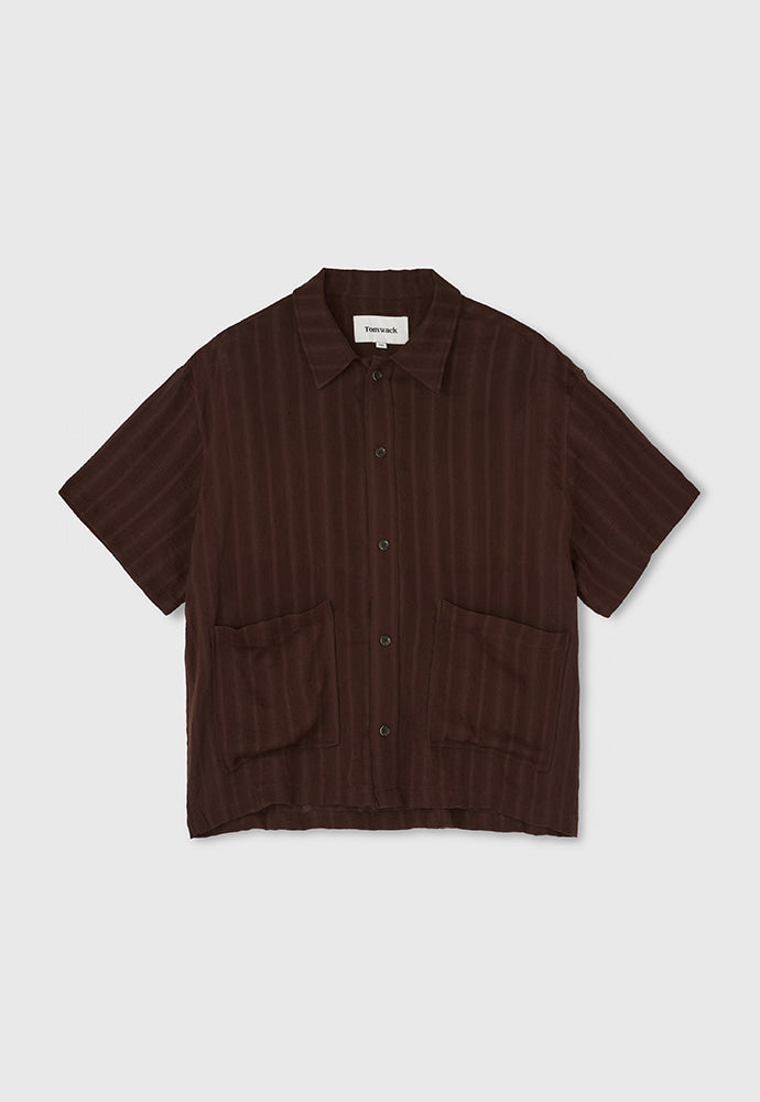Tonywack - Cotton Linen Textured Stripe Shirt (Brown) product image 8 | TRAB K-Fashion Australia