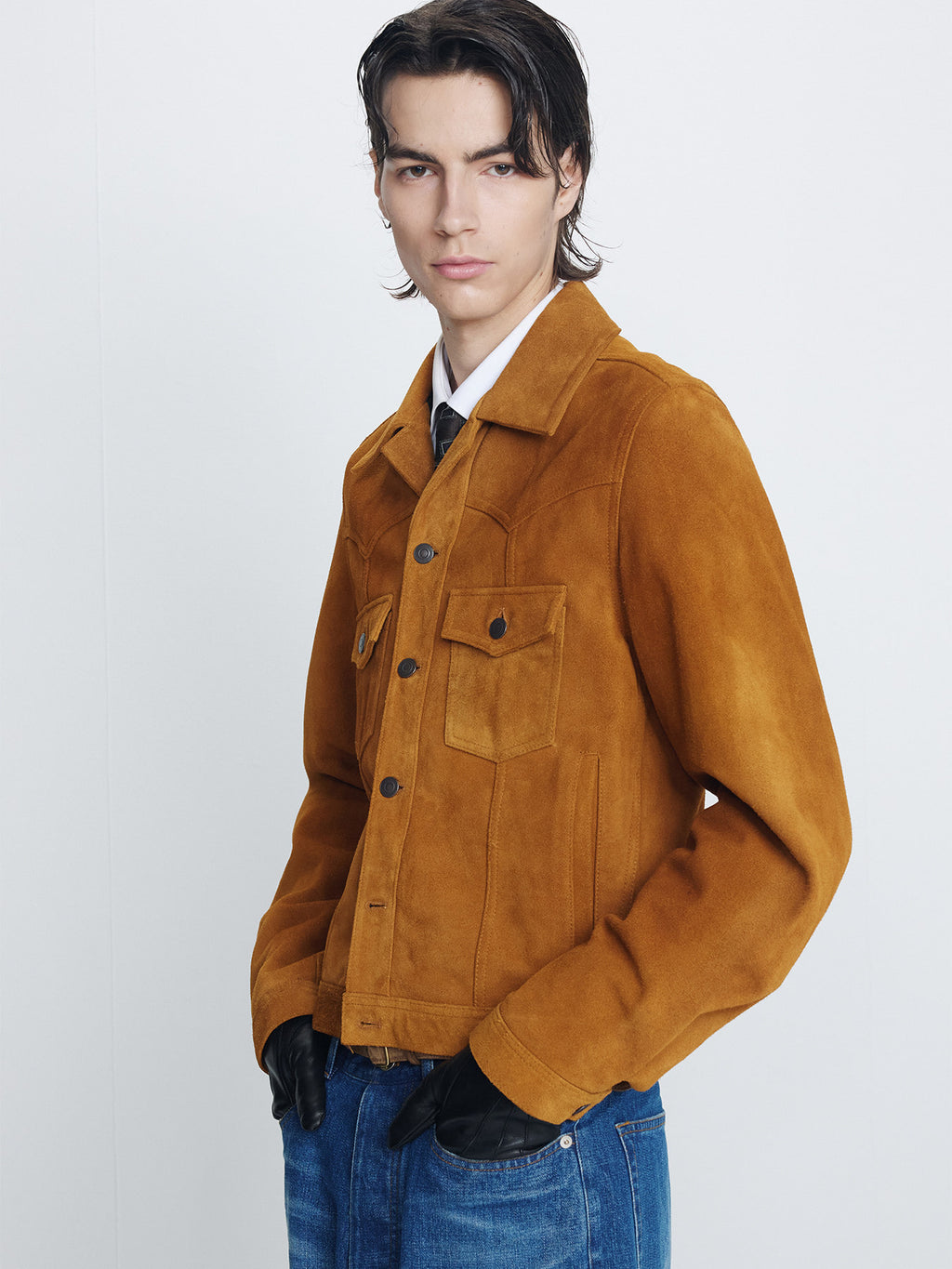 Tonywack - Split Suede Trucker Jacket (Sand Beige) product image 4 | TRAB K-Fashion Australia