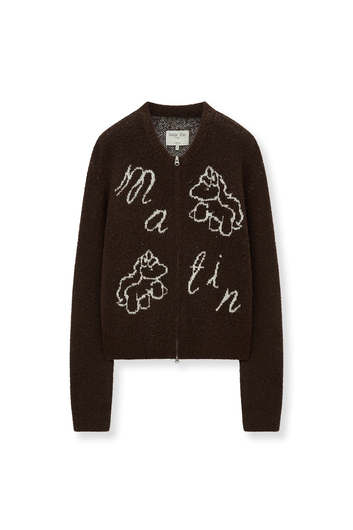 Matin Kim - Matin Poni Coni Knit Zip Up (Brown) product image 2 | TRAB K-Fashion Australia