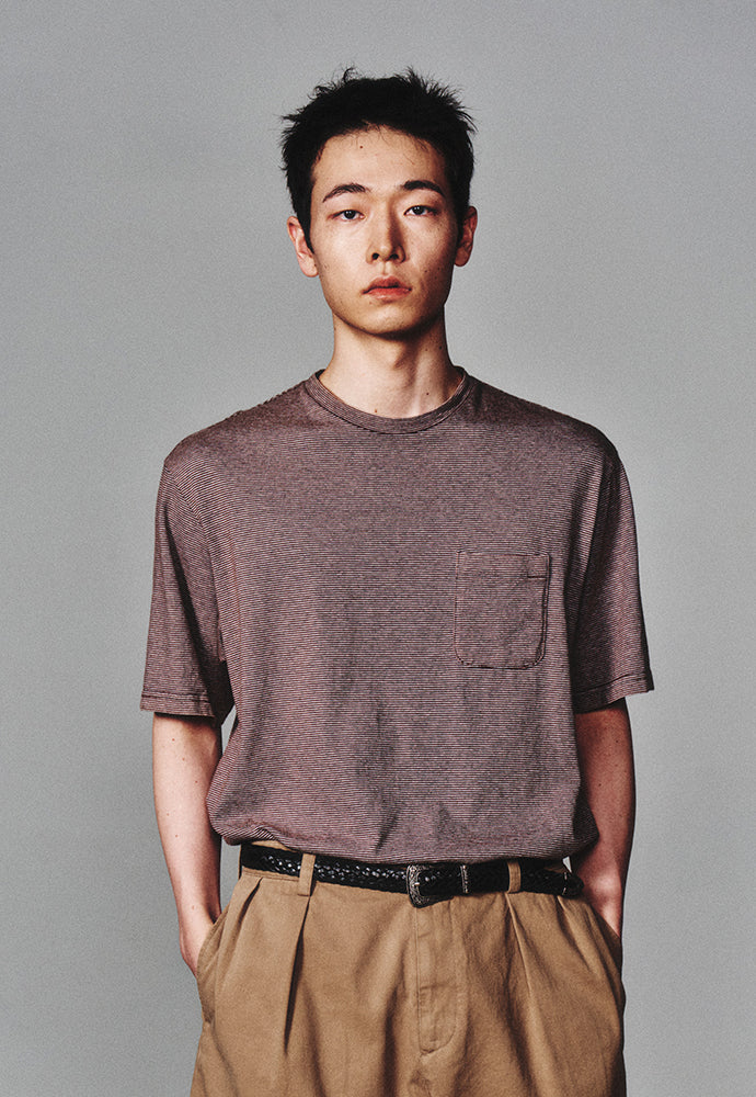 Art if acts - Washed Stripe Pocket S/S Tee (Brown/Grey) product image 7 | TRAB K-Fashion Australia