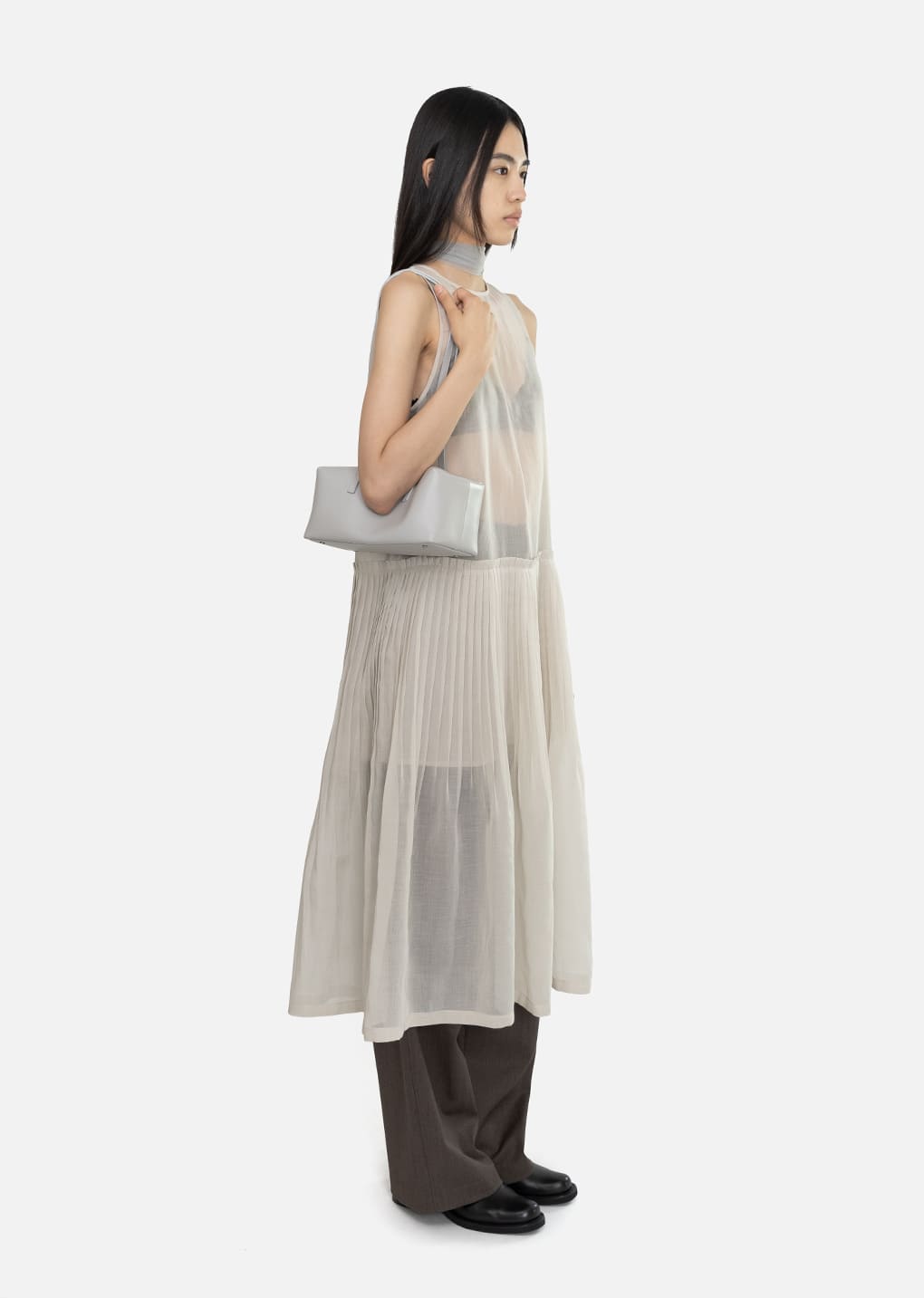 Amomento - Pleated Sleeveless Dress (Beige) product image 3 | TRAB K-Fashion Australia
