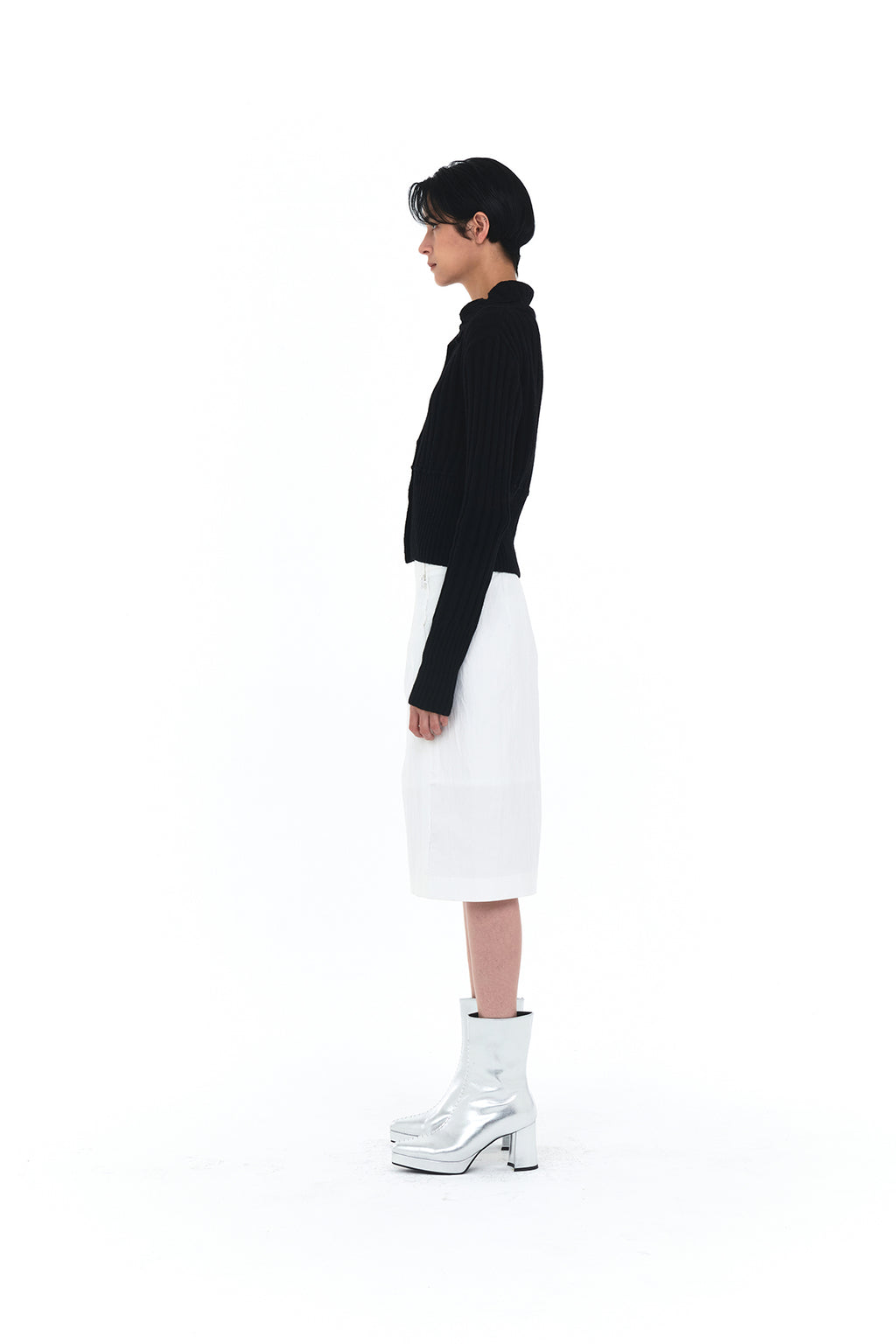 Matin Kim - Semi Crop Knit Button Cardigan (Black) product image 5 | TRAB K-Fashion Australia