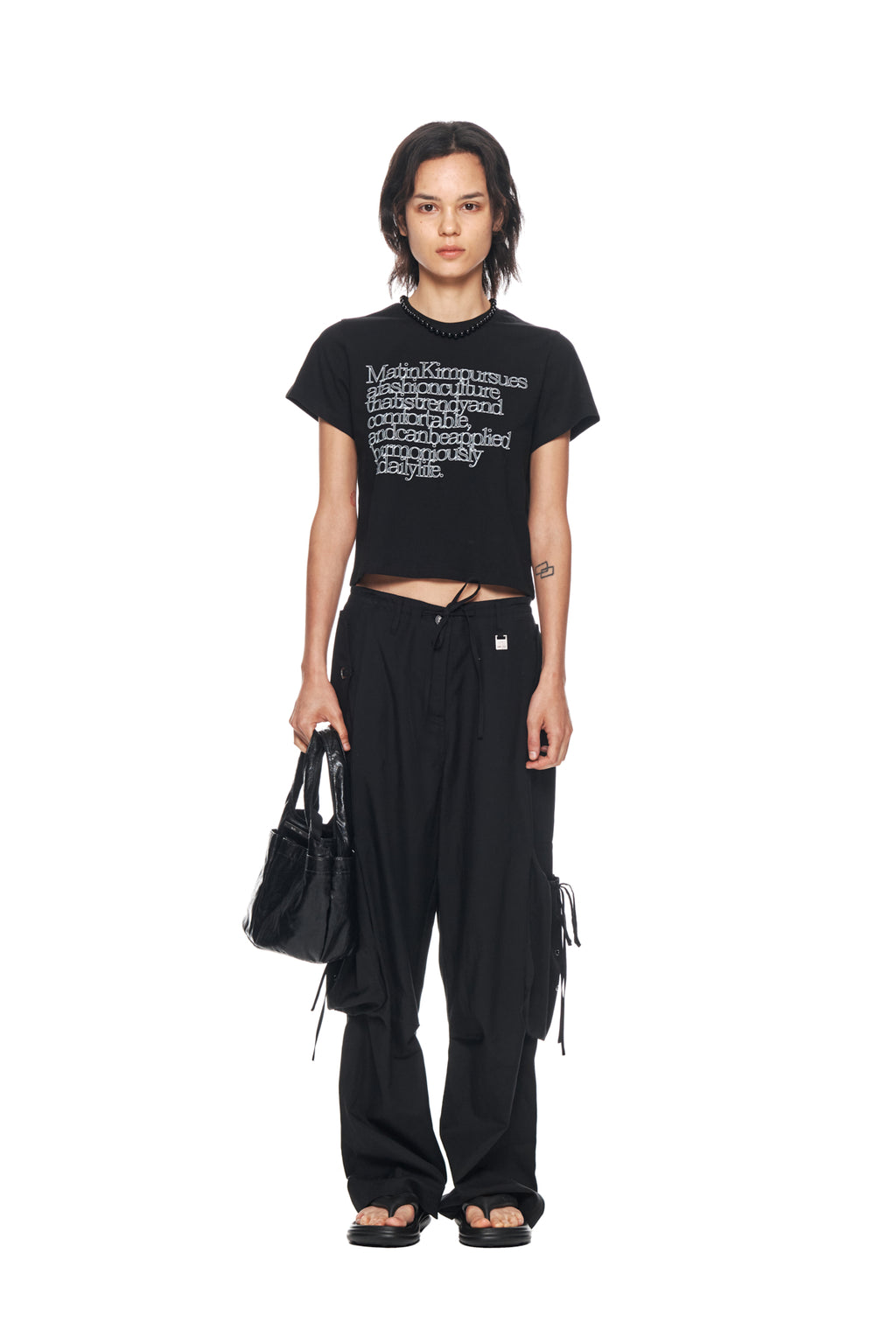 Matin Kim - String Point Big Pocket Cargo Pants (Black) product image 10 | TRAB K-Fashion Australia