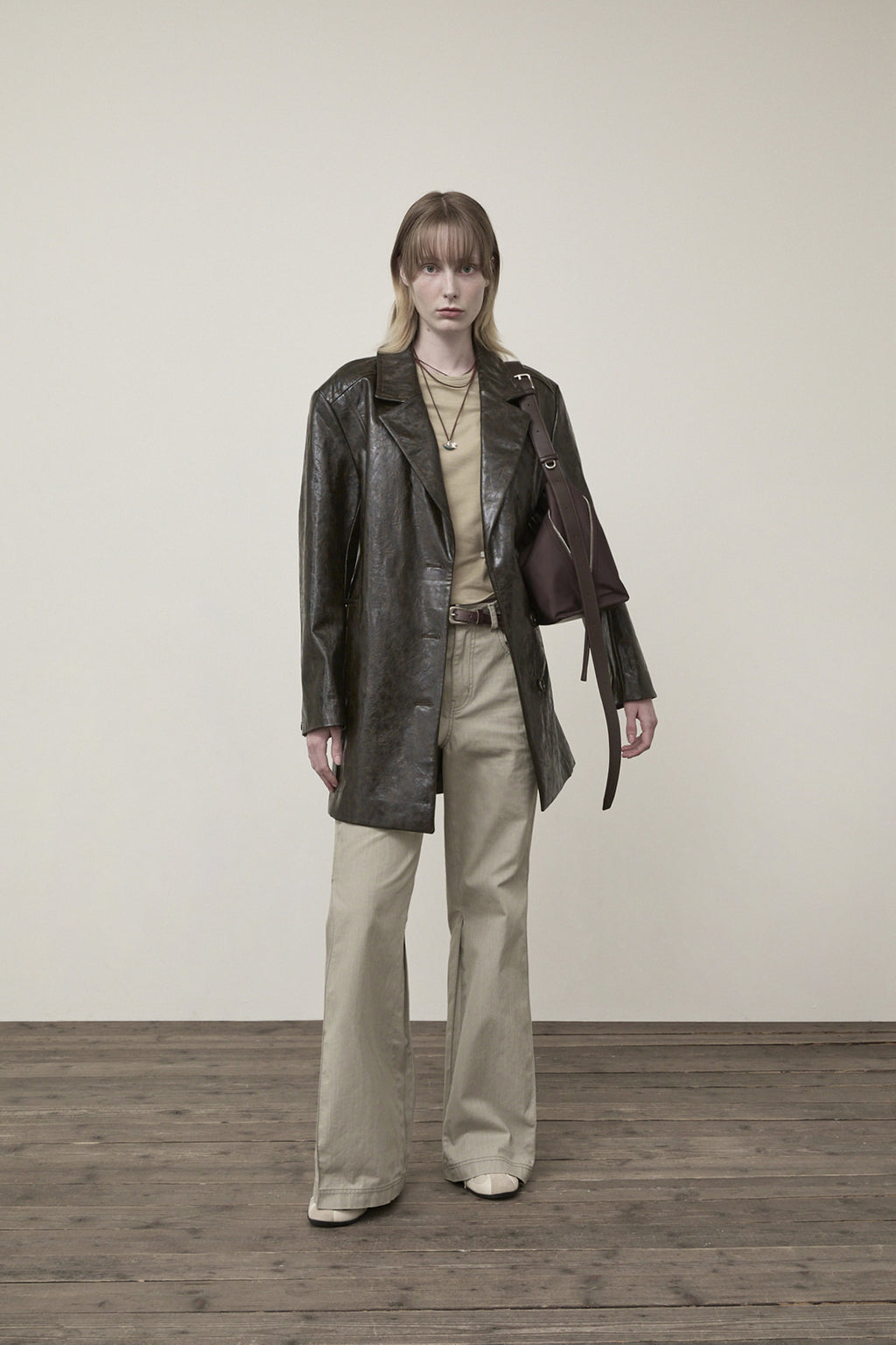 Matin Kim - Faux Leather Half Double Jacket (Dark Brown) product image 9 | TRAB K-Fashion Australia