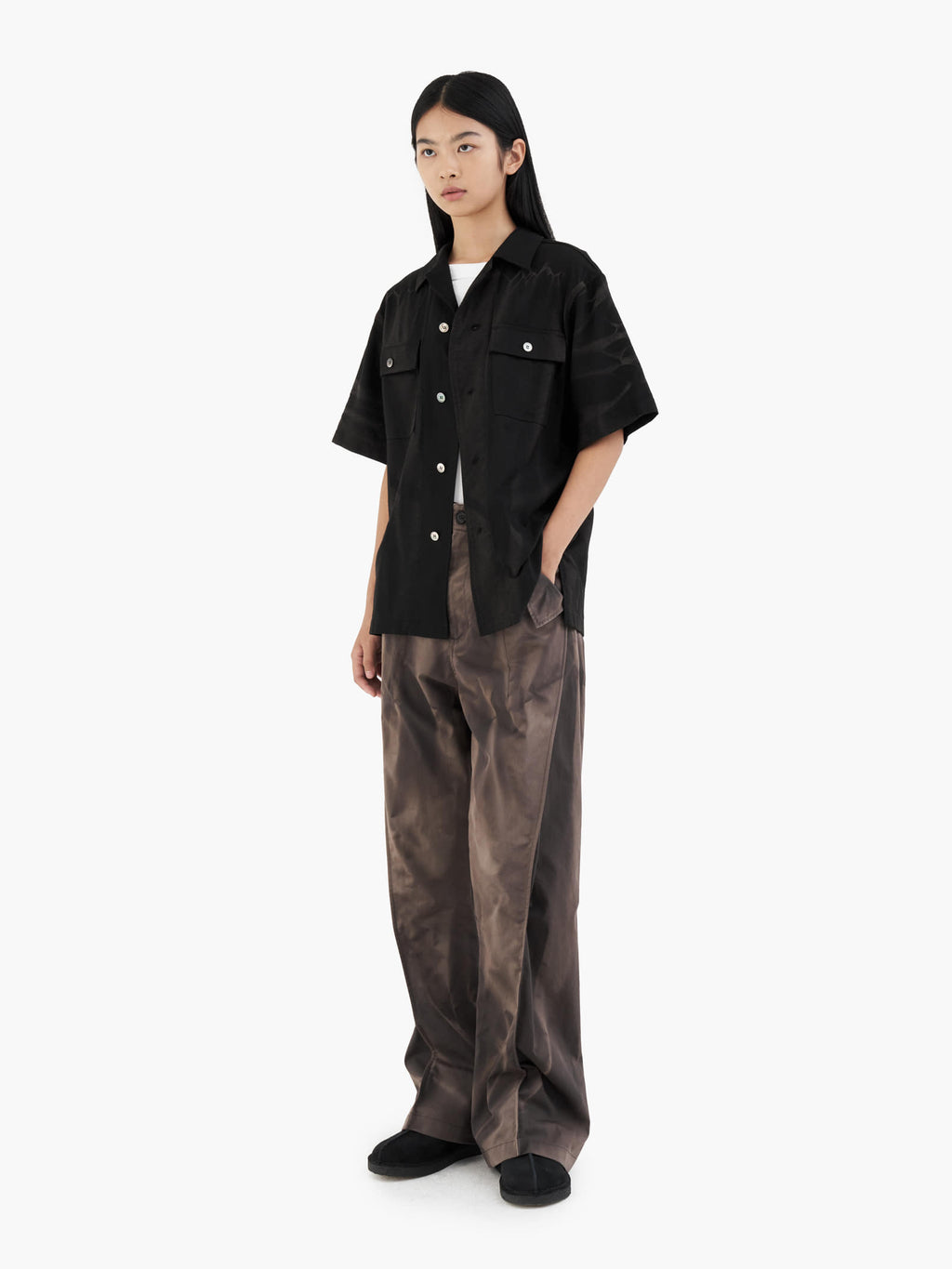 Jiyong Kim - Sun-Bleached Flap Detailed Trousers (Brown) product image 2 | TRAB K-Fashion Australia