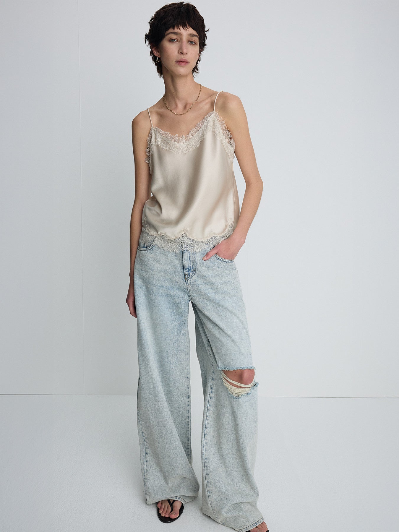 Tonywack - Distressed Wide-Leg Denim Jeans (Washed Light Blue) product image 1 | TRAB K-Fashion Australia