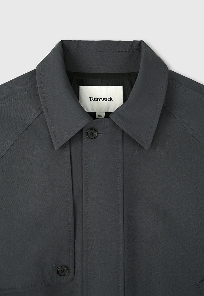 Tonywack - Hard Twist Wool Twill Gun Flap Blouson Jacket (Slate Grey) product image 11 | TRAB K-Fashion Australia