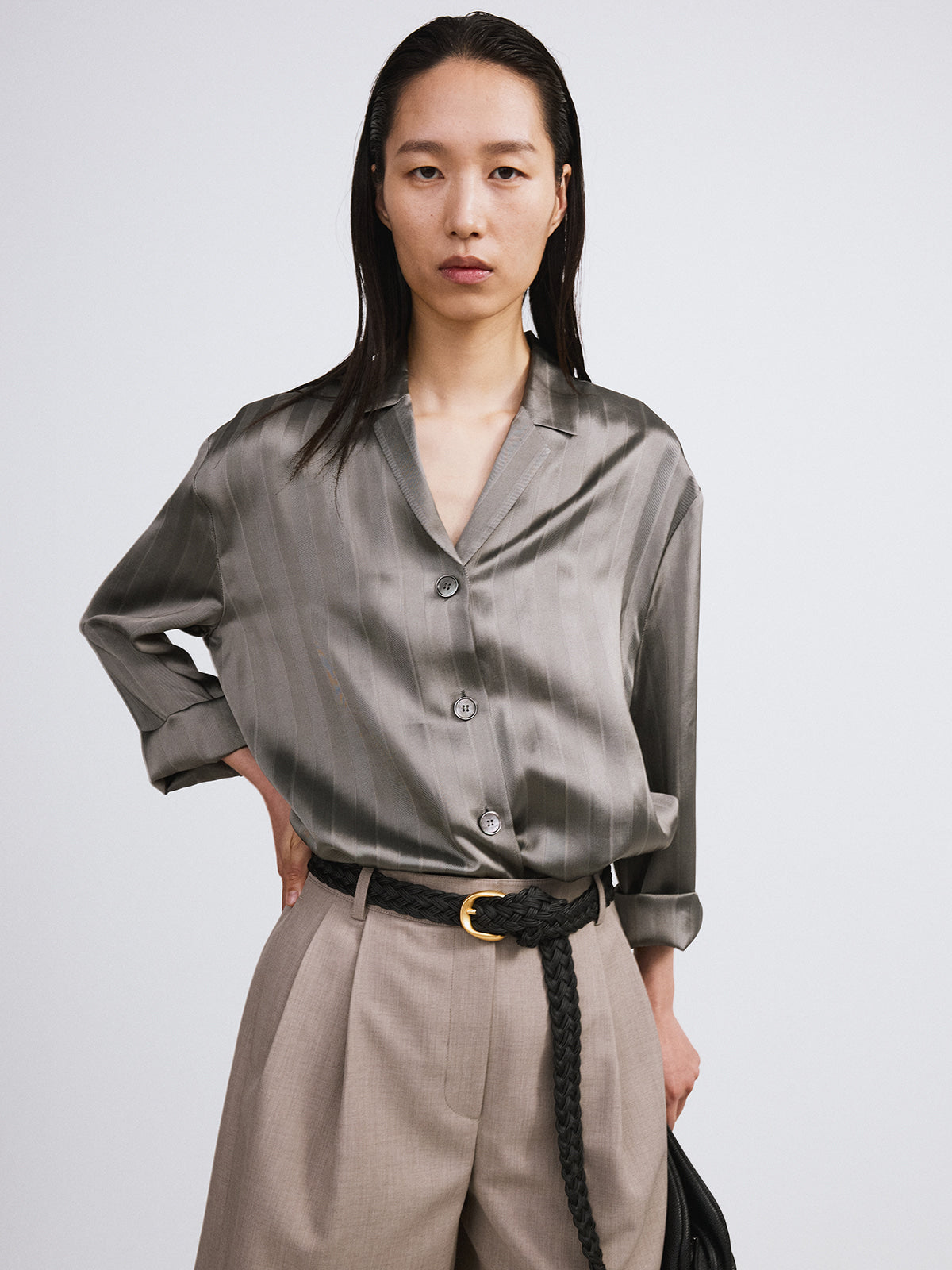 Recto - Silky Lounge Shirt (Midnight Grey) product image 3 | TRAB K-Fashion Australia