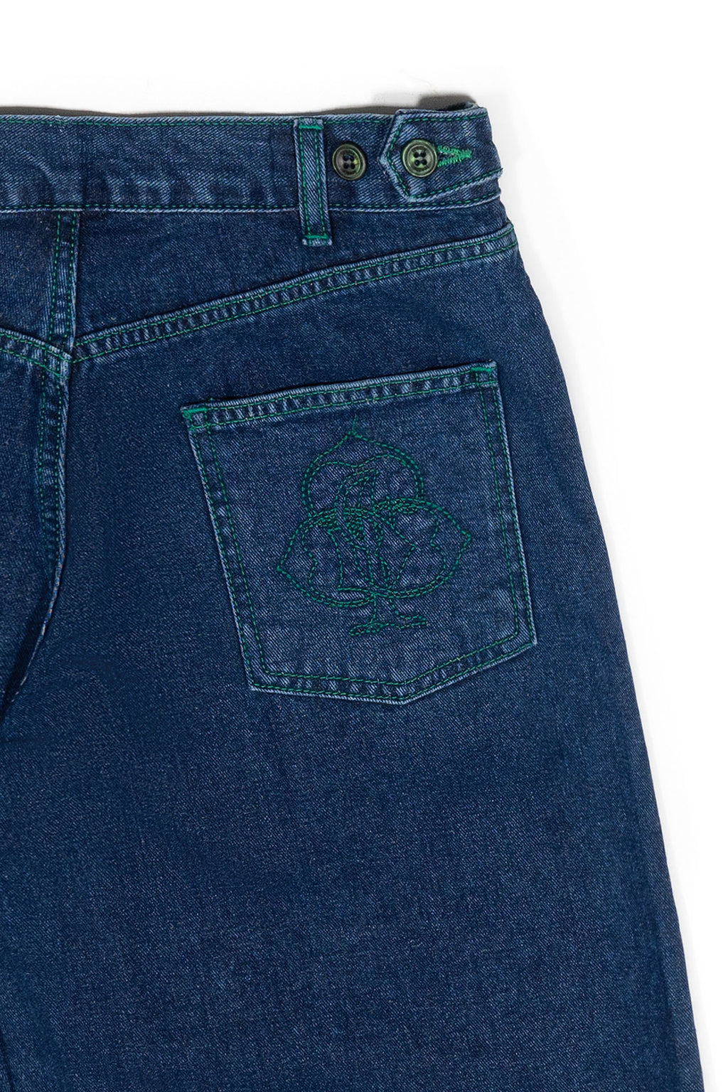 Ioedle - Green Stitch Embroidered Denim Shorts (OC) product image 5 | TRAB K-Fashion Australia