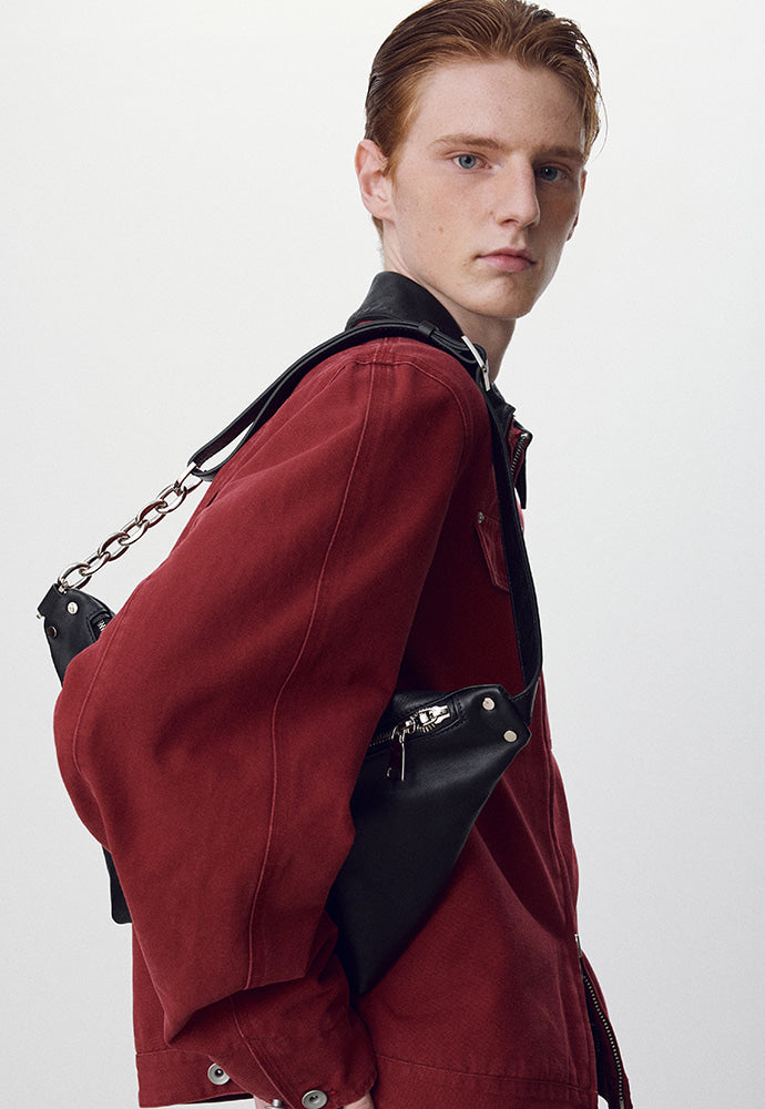 Tonywack - Leather Collar Garment-Washed Rivet Work Jacket (Red) product image 5 | TRAB K-Fashion Australia