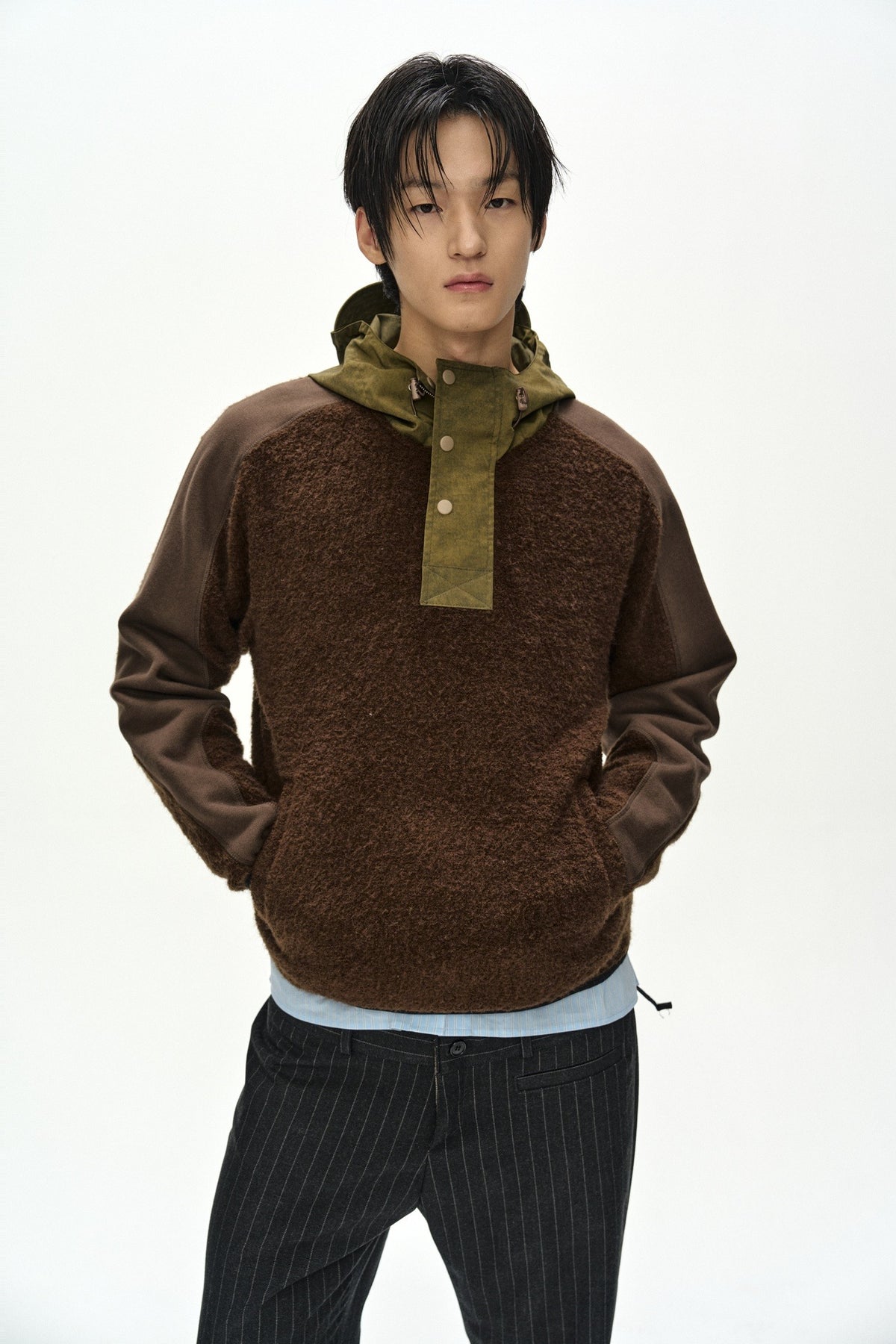 Andersson Bell - Orte Terry Half Zip Up Hoodie (Brown) product image 1 | TRAB K-Fashion Australia