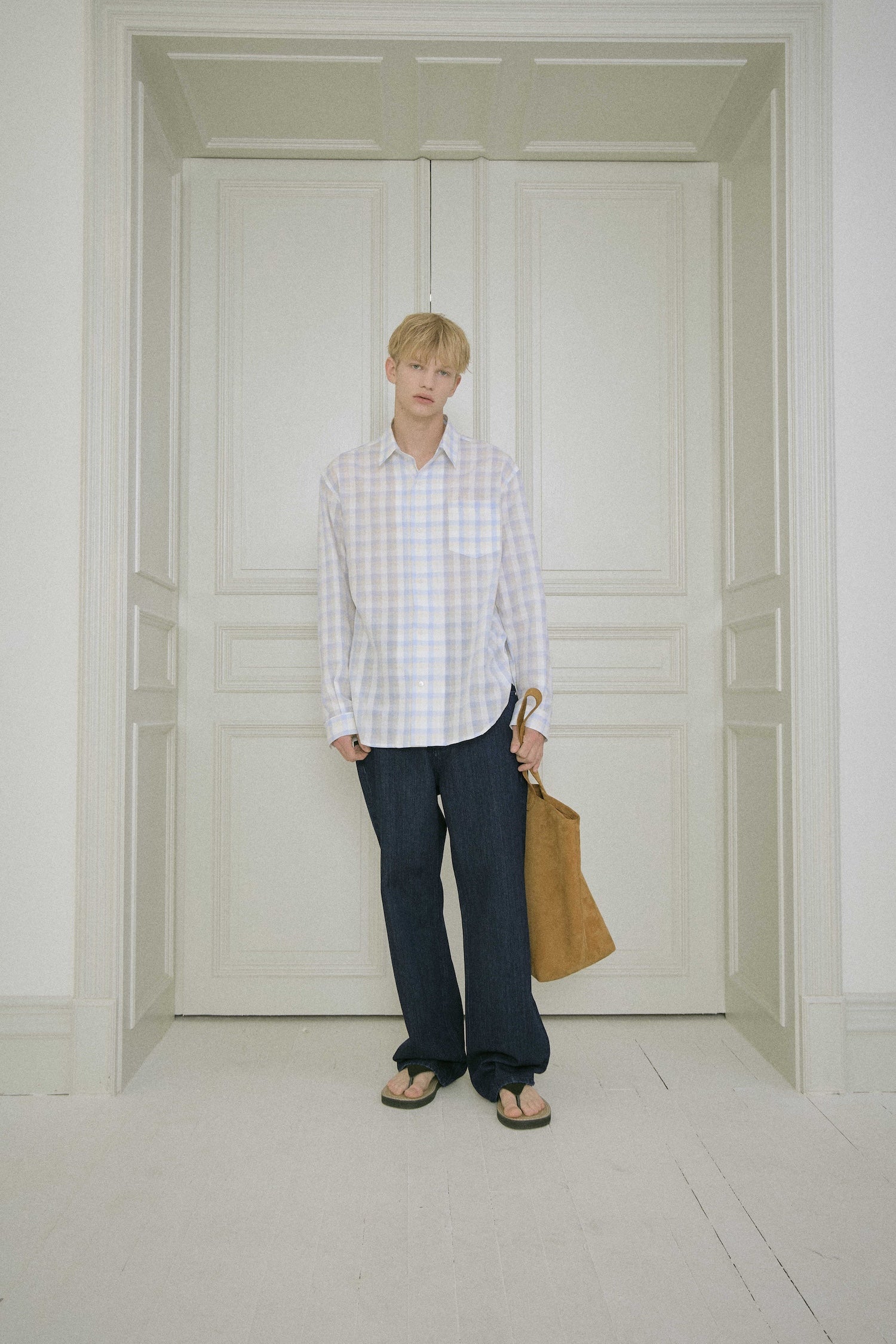 STU - Embroidery Check Shirt Sky (Blue) product image 6 | TRAB K-Fashion Australia