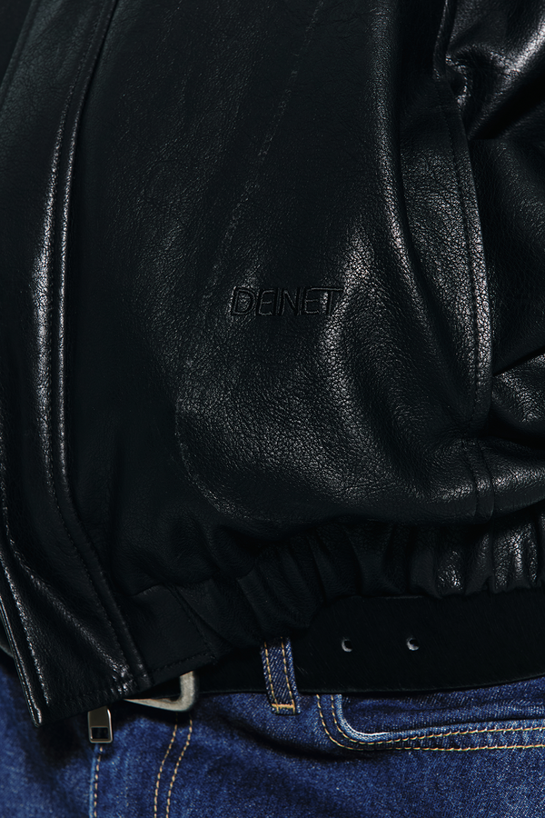 Deinet - Faux-Leather Bomber Banded Jumper (Black) product image 12 | TRAB K-Fashion Australia