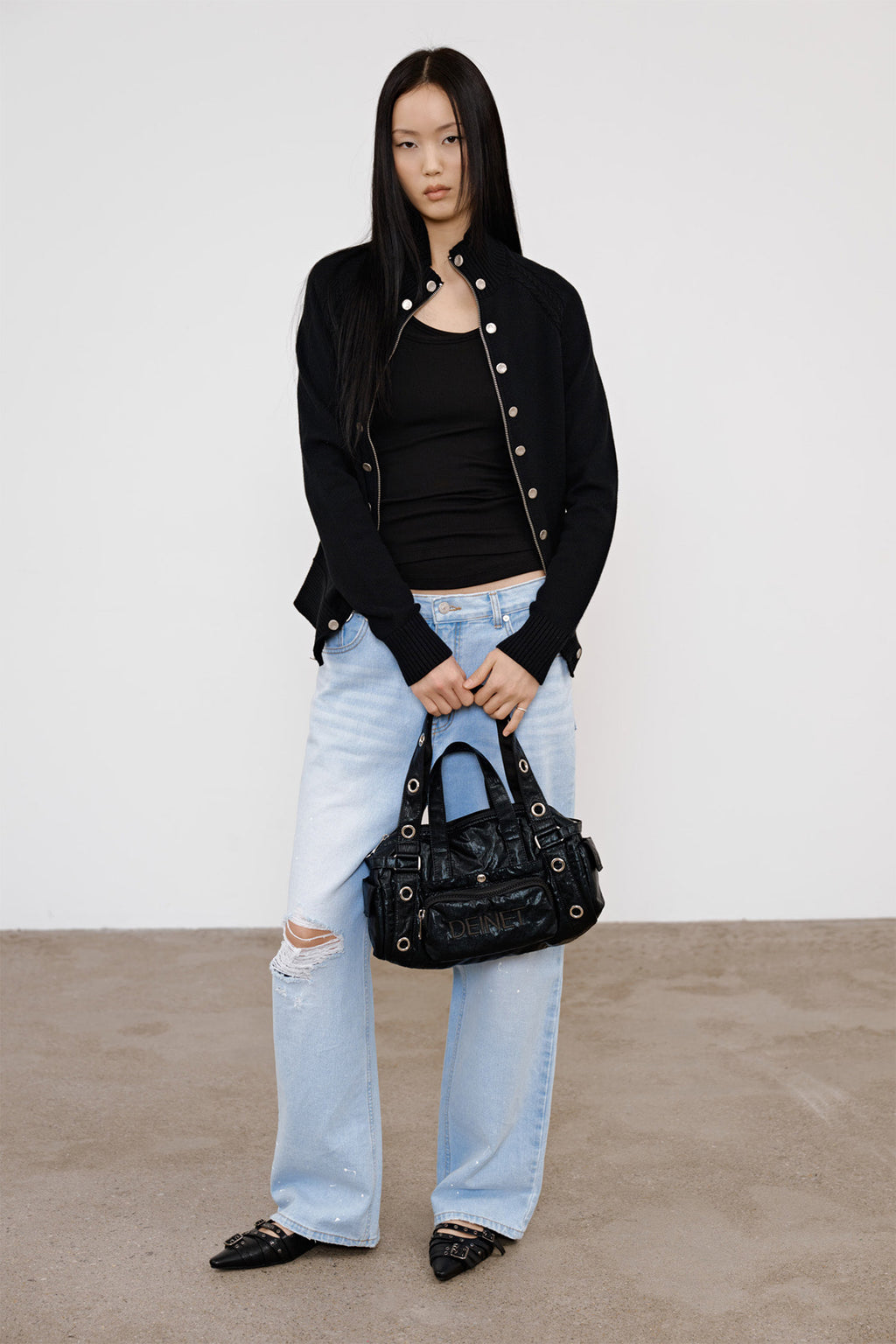 Deinet - Eyelet Glossy Mini Duffle Bag (Black) product image 5 | TRAB K-Fashion Australia