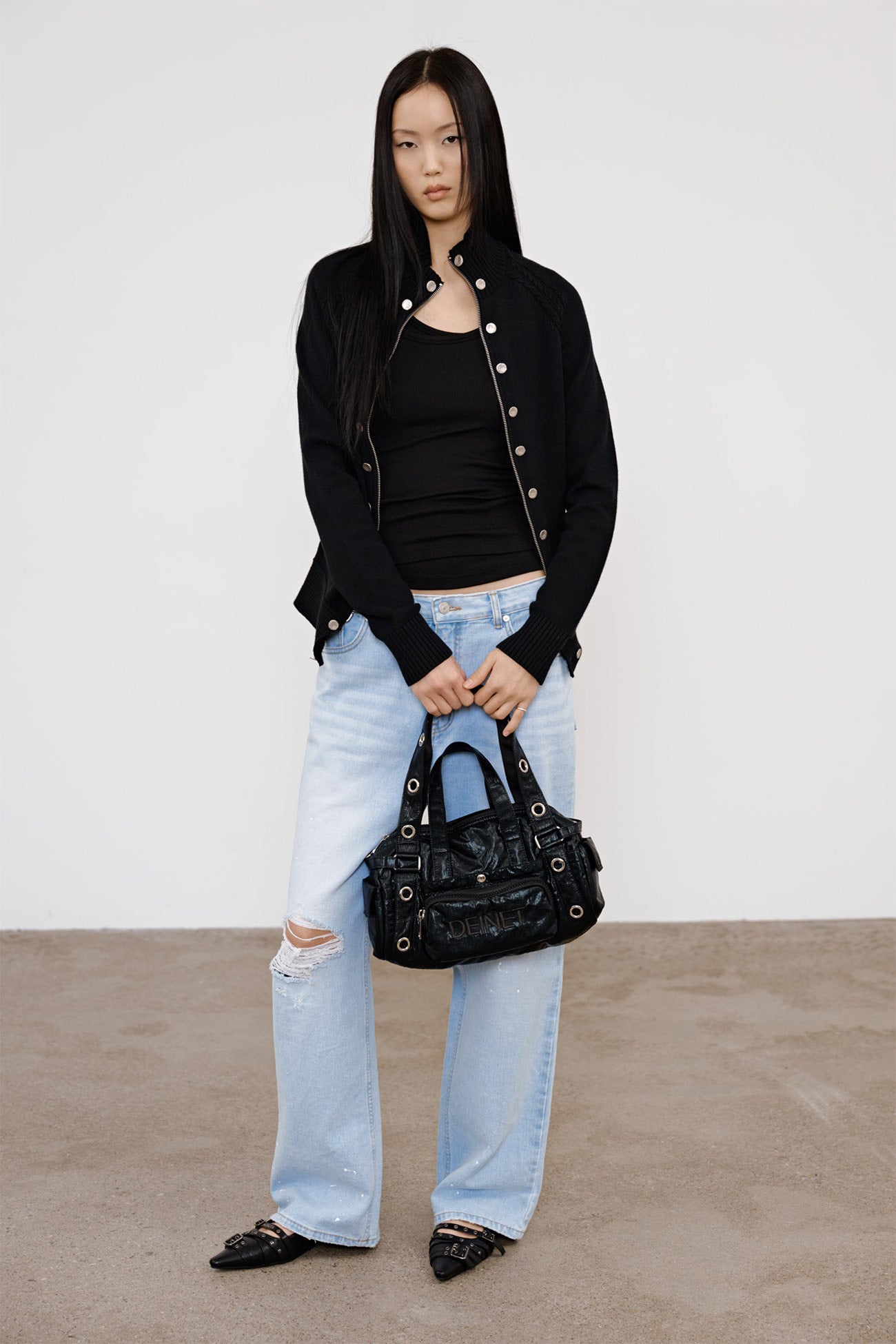 Deinet - Eyelet Glossy Mini Duffle Bag (Black) product image 5 | TRAB K-Fashion Australia