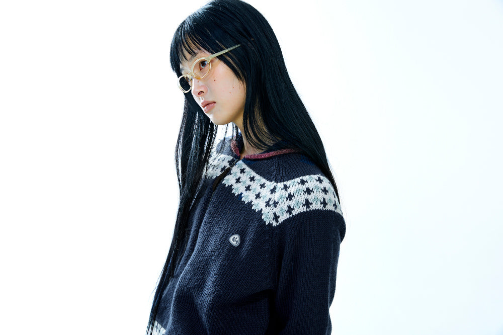 Coyseio - Mossy Cowichan Knit Jacket (Navy) product image 5 | TRAB K-Fashion Australia