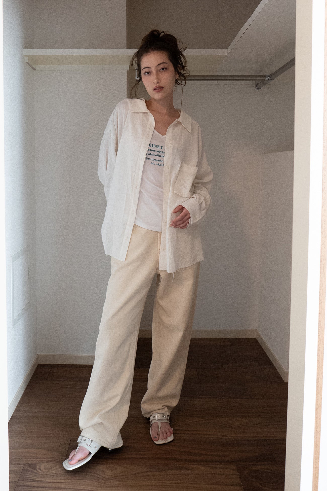 Deinet - Checked Sheersucker Shirt (Ivory) product image 6 | TRAB K-Fashion Australia