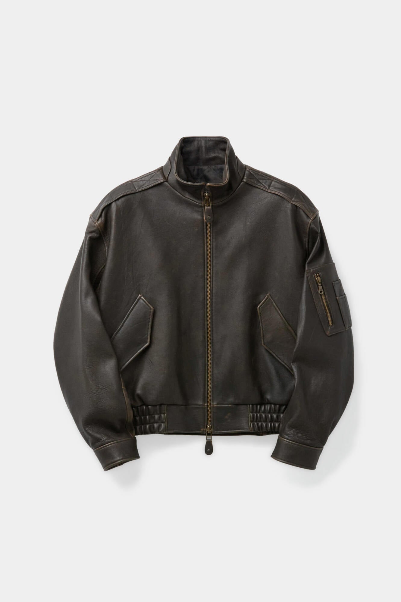 Coor - Vintage Shelter Neck Collar Leather Jumper (Dark Brown) product image 1 | TRAB K-Fashion Australia