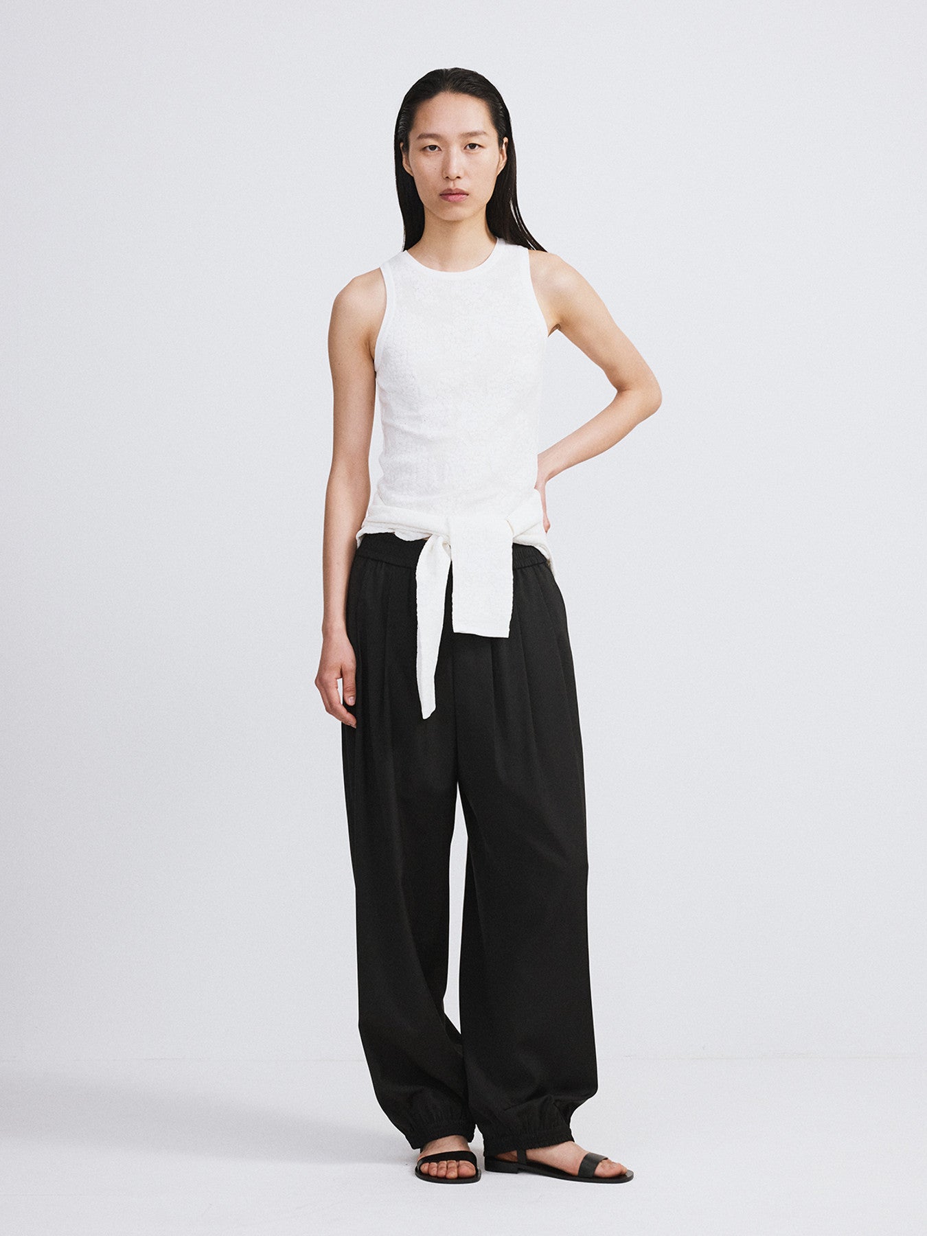 Recto - Lace Jacquard Knit Tank Top (Bean Ivory) product image 2 | TRAB K-Fashion Australia