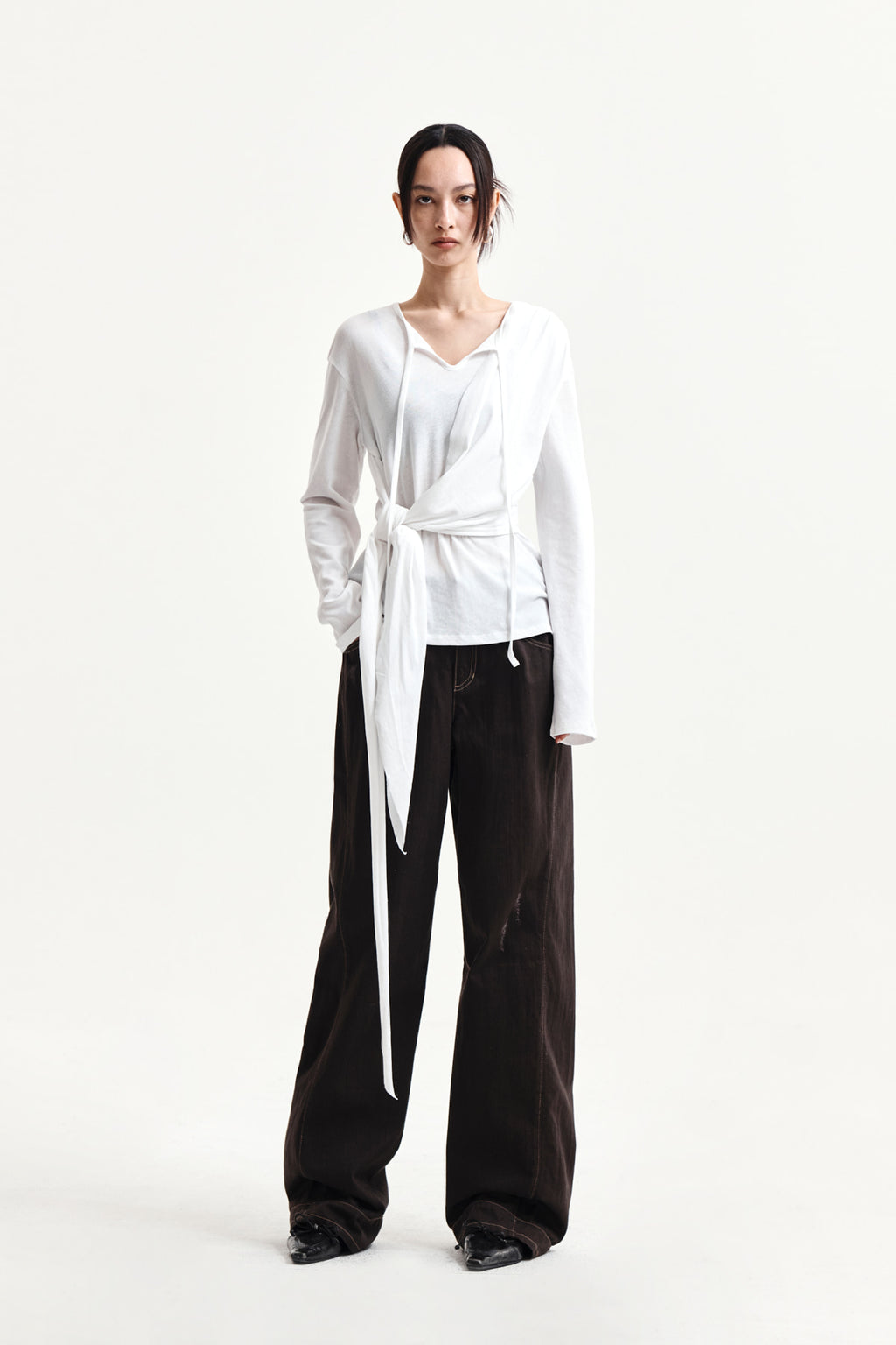 Matin Kim - Tied Drapery Top (White) product image 8 | TRAB K-Fashion Australia