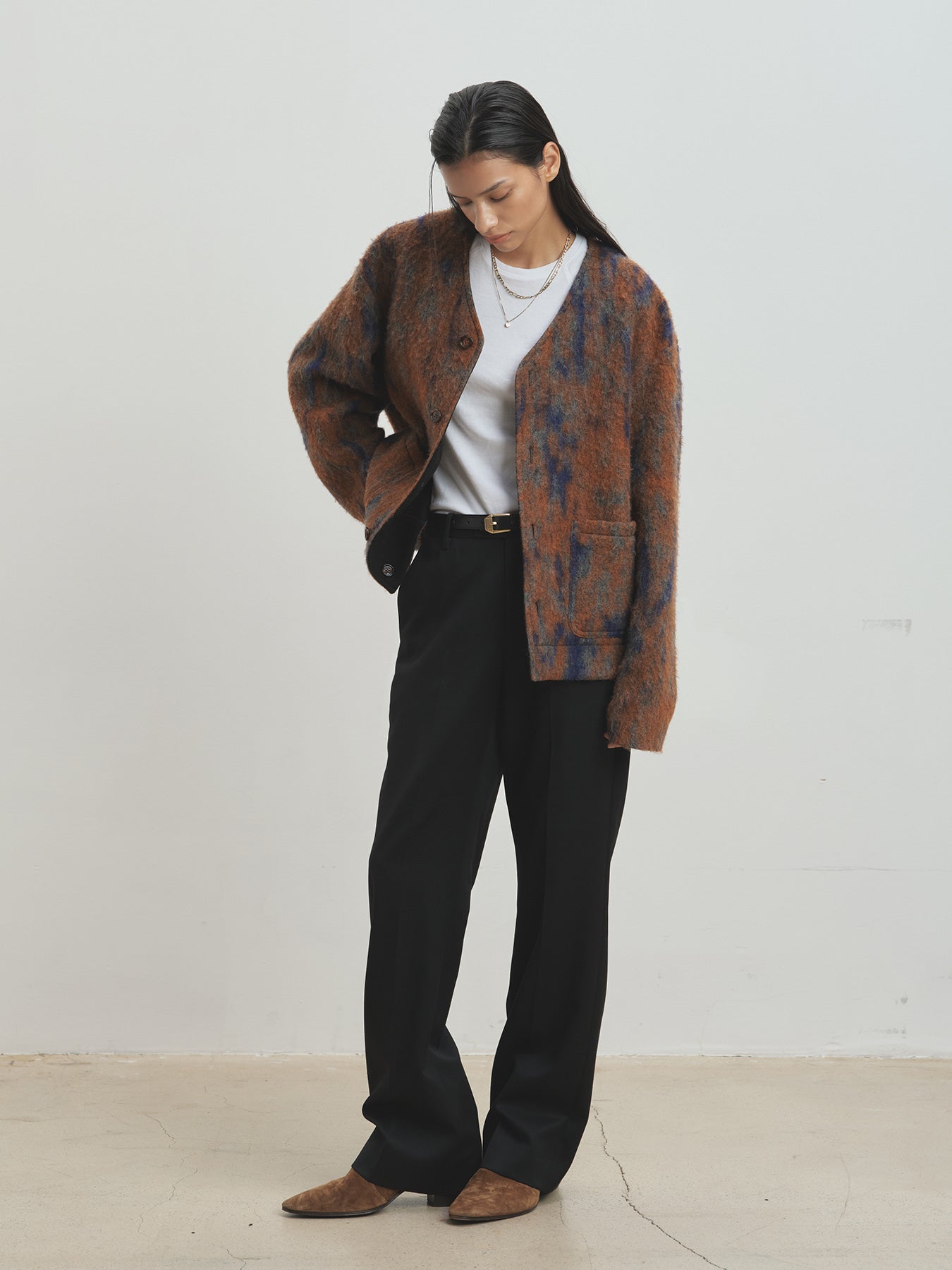 Tonywack - Mohair V-Neck Blouson Italian Fabric (Rust Orange) product image 2 | TRAB K-Fashion Australia