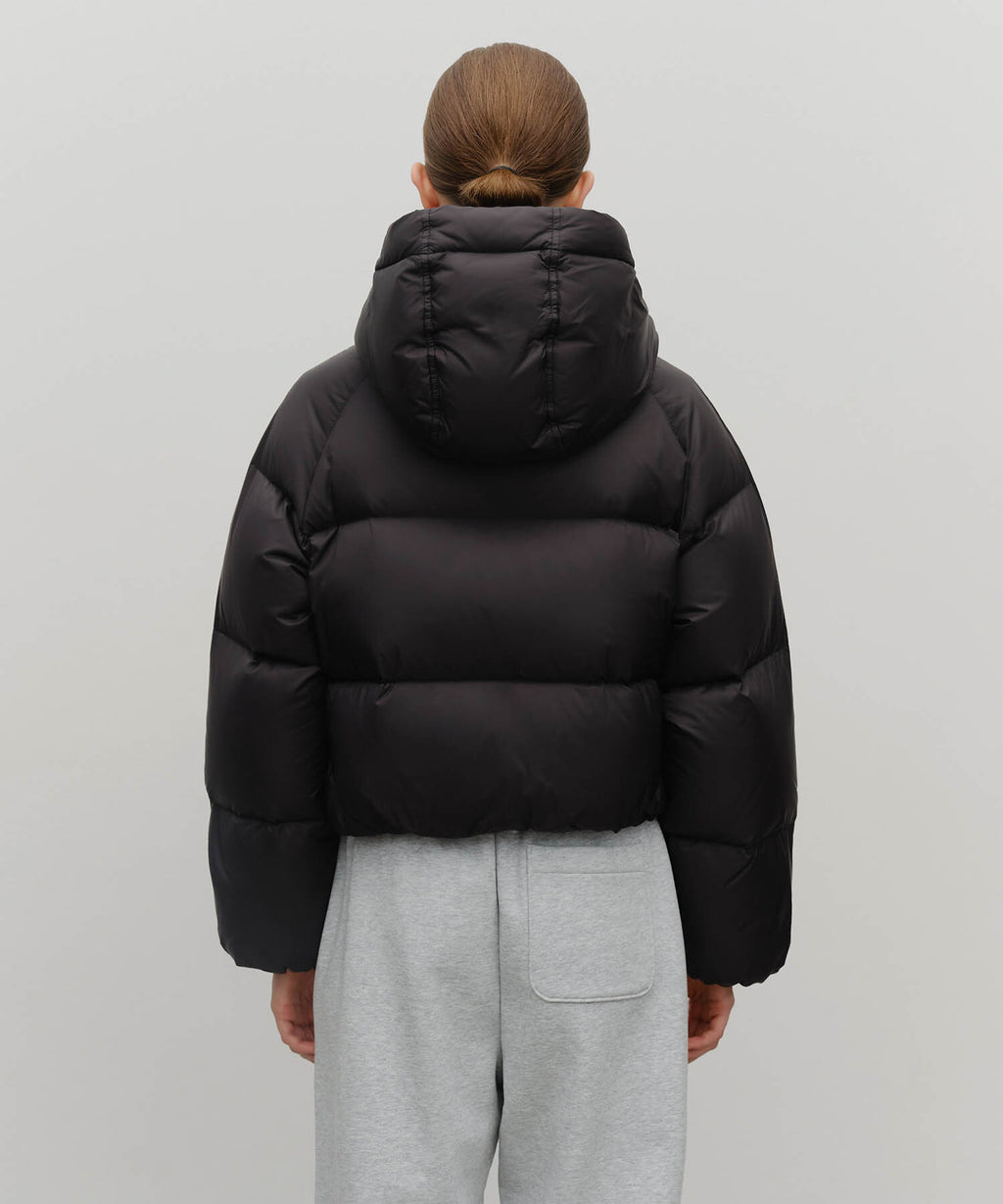 Marithe & Francois Girbaud - Regular Logo Hooded Crop Down Jacket (Black) product image 3 | TRAB K-Fashion Australia
