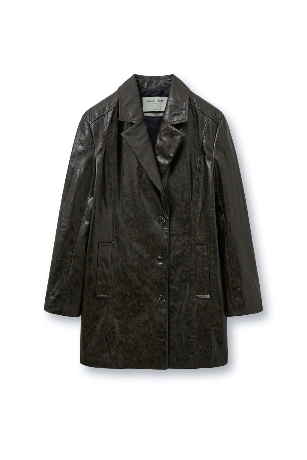 Matin Kim - Faux Leather Half Double Jacket (Dark Brown) product image 1 | TRAB K-Fashion Australia