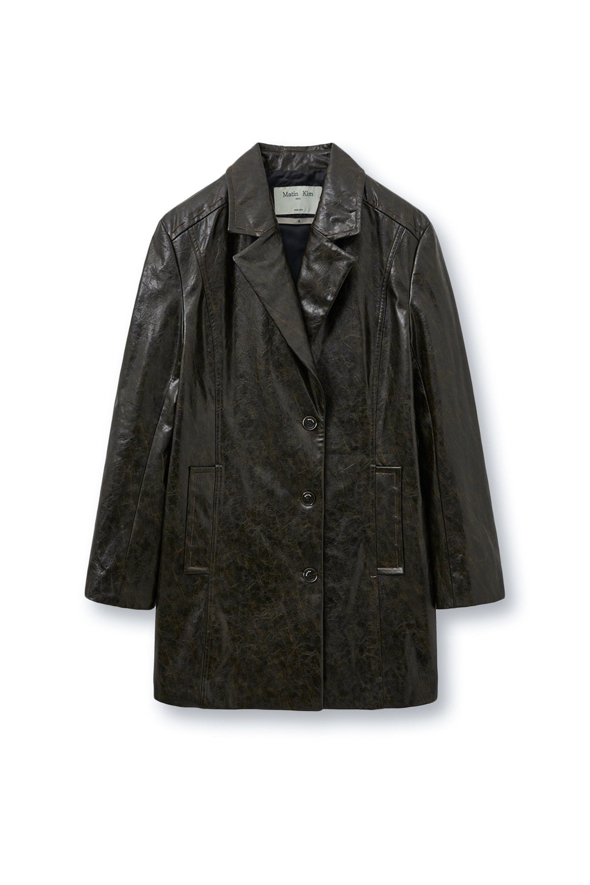 Matin Kim - Faux Leather Half Double Jacket (Dark Brown) product image 1 | TRAB K-Fashion Australia
