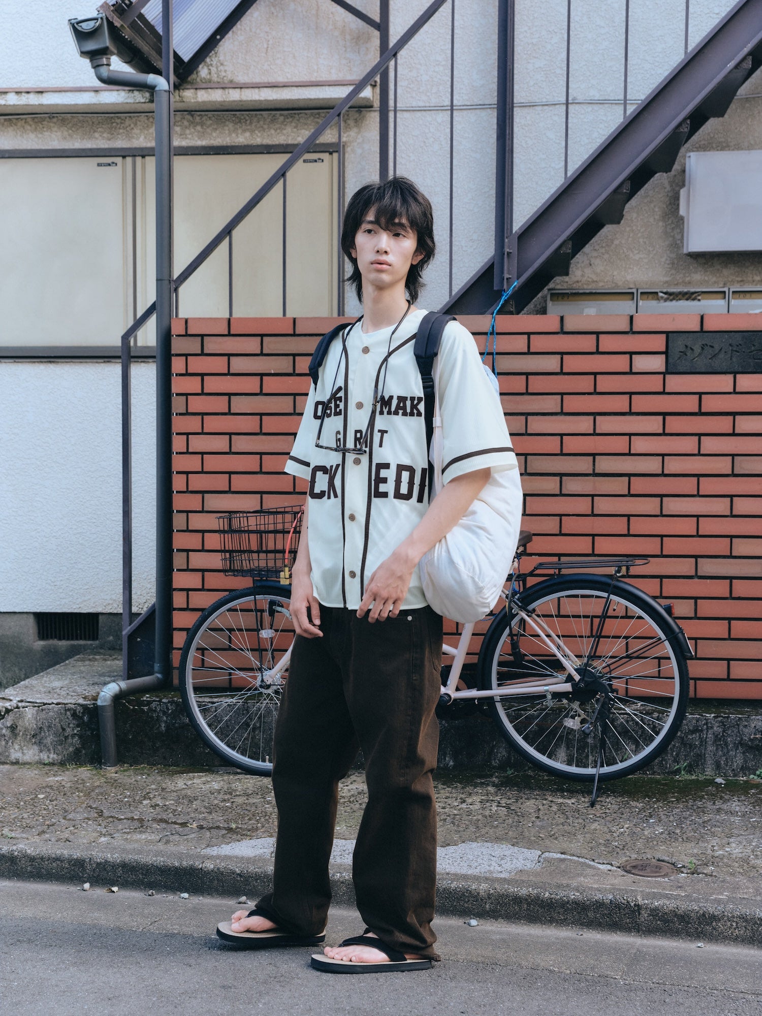 STU - Seersucker Baseball Shirt (Ivory) product image 5 | TRAB K-Fashion Australia