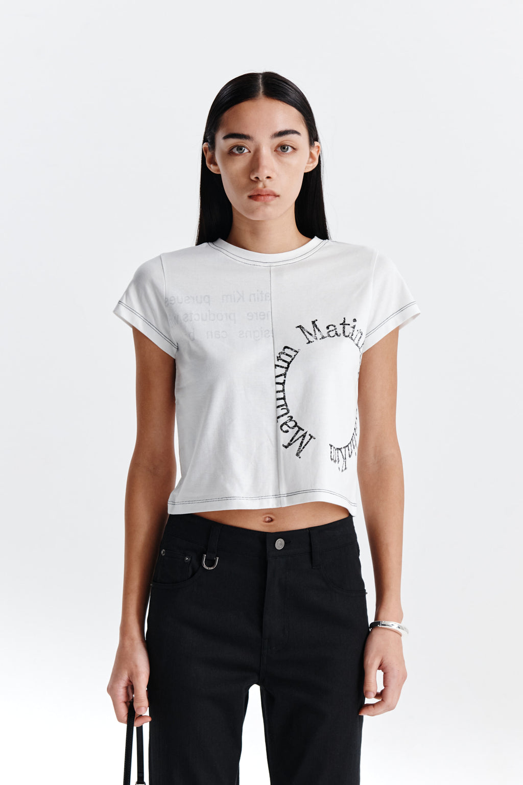 Matin Kim - Print Mixed Crop Top (White) product image 5 | TRAB K-Fashion Australia