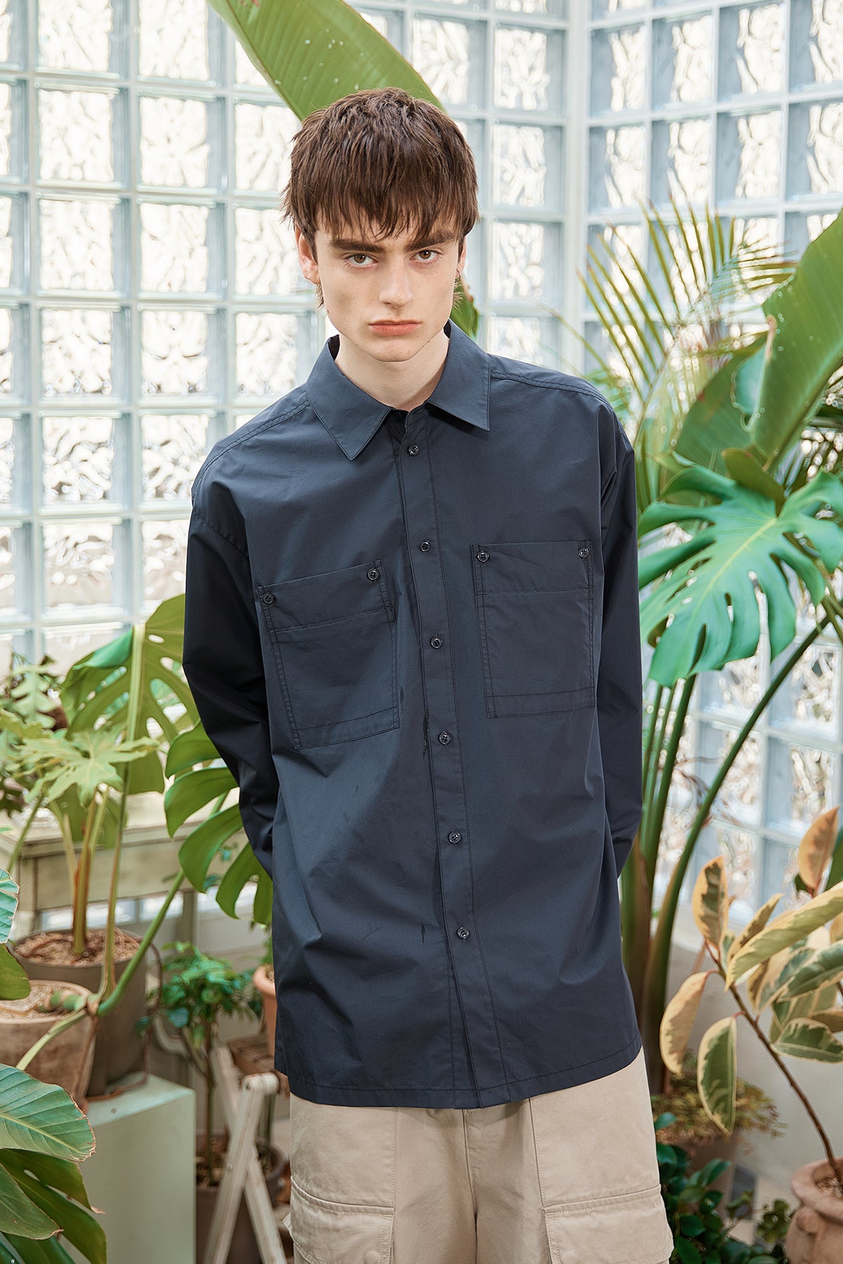 Matin Kim - Pocket Foldover Shirt (Charcoal) product image 13 | TRAB K-Fashion Australia