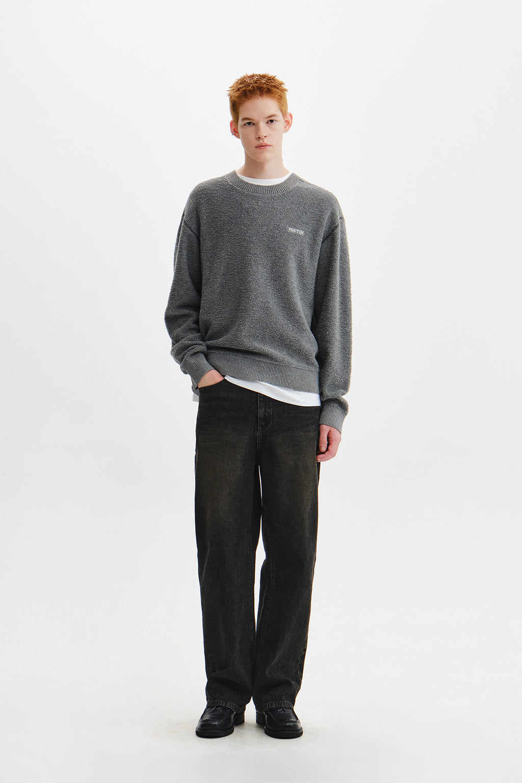 Matin Kim - Boucle Texture Knit Pullover (Grey) product image 10 | TRAB K-Fashion Australia