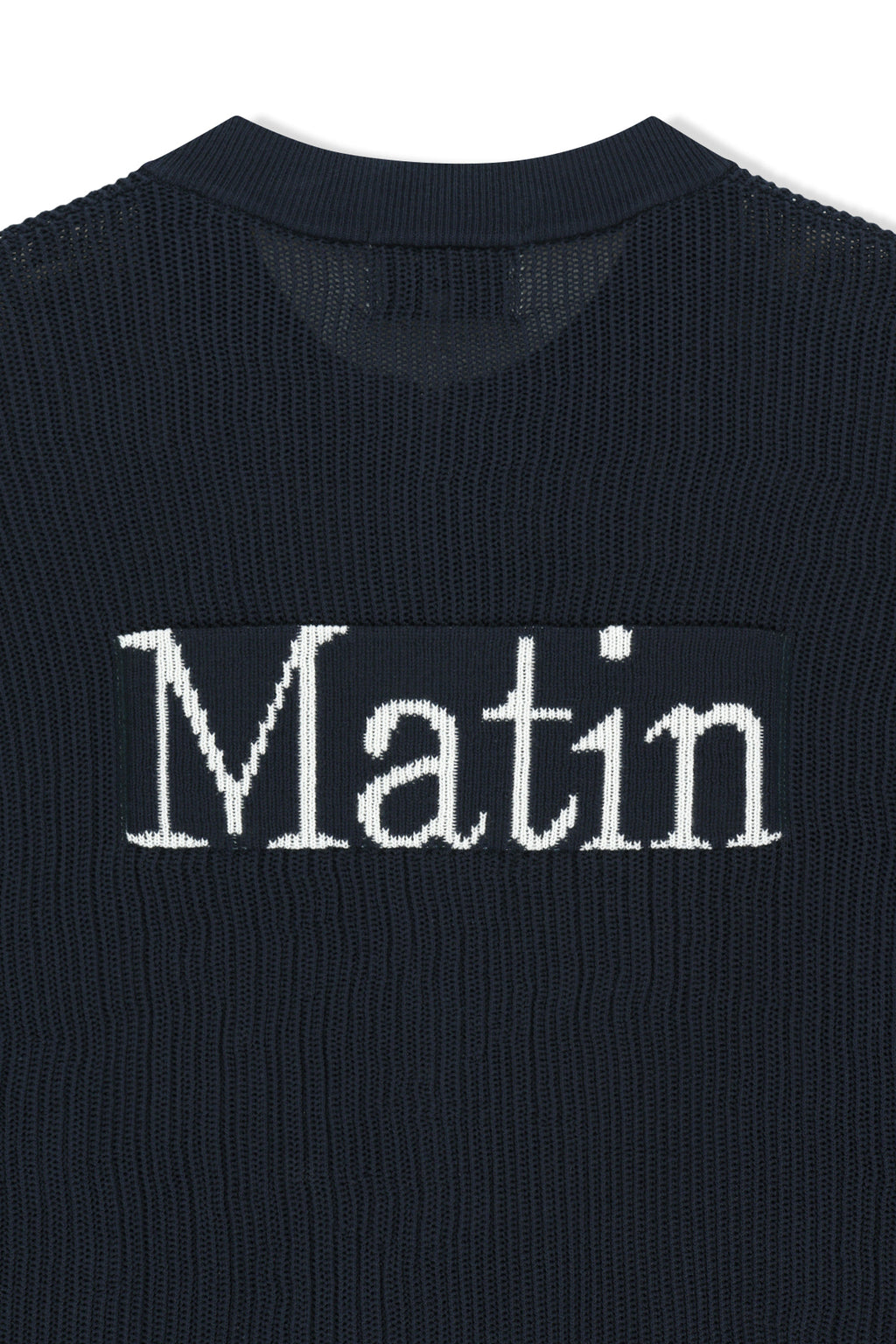 Matin Kim - Back Logo Jacquard Mesh Knit Zip Up (Navy) product image 6 | TRAB K-Fashion Australia