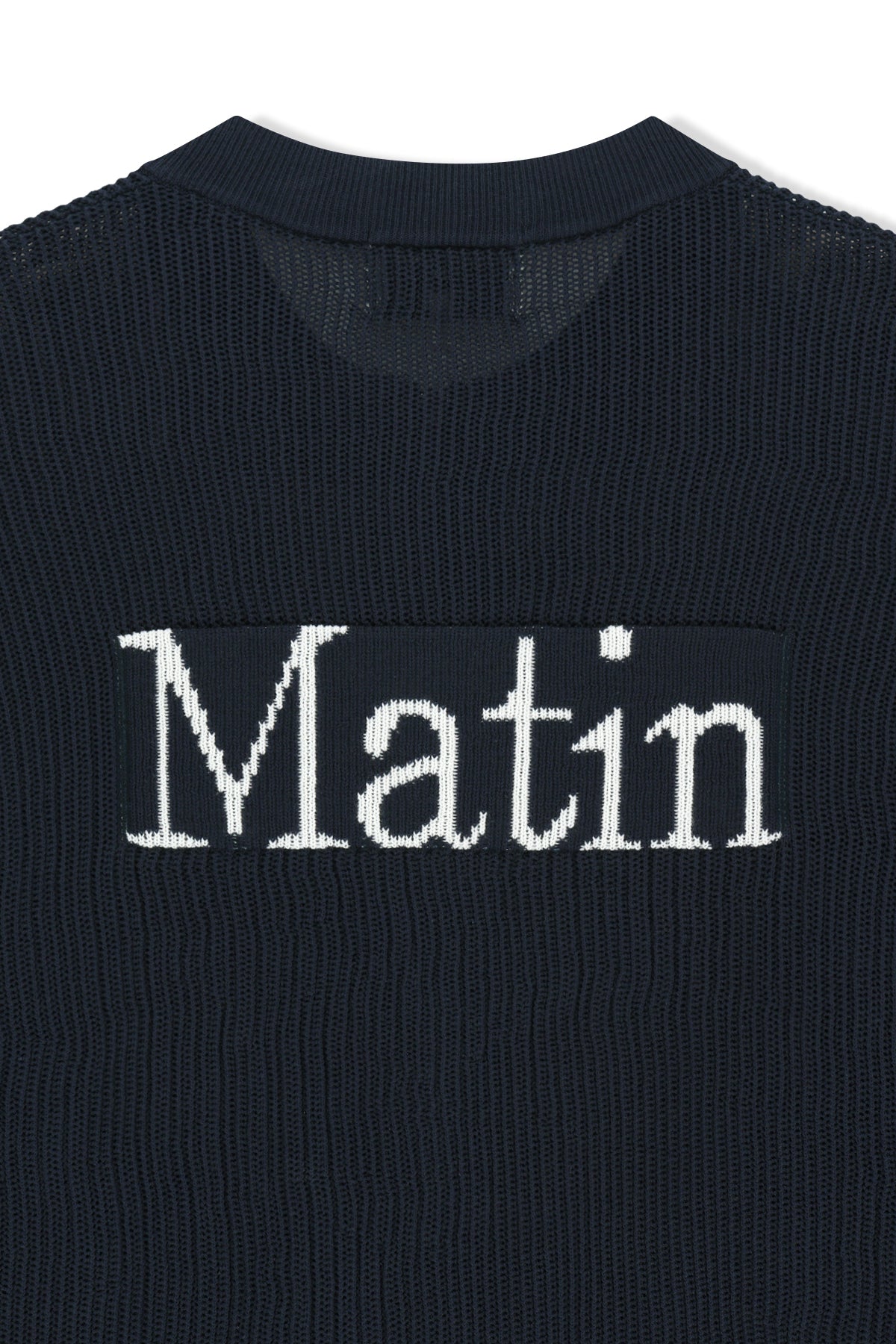 Matin Kim - Back Logo Jacquard Mesh Knit Zip Up (Navy) product image 6 | TRAB K-Fashion Australia