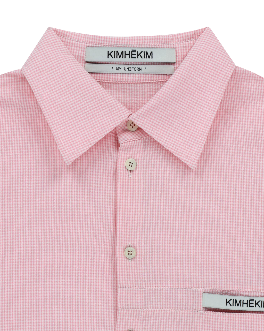 Kimhe Kim - Stripped Label Short Sleeves Shirt (Pink) product image 3 | TRAB K-Fashion Australia