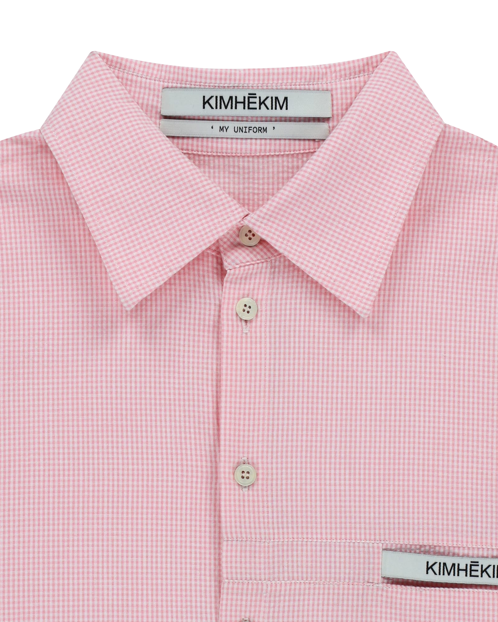 Kimhe Kim - Stripped Label Short Sleeves Shirt (Pink) product image 3 | TRAB K-Fashion Australia