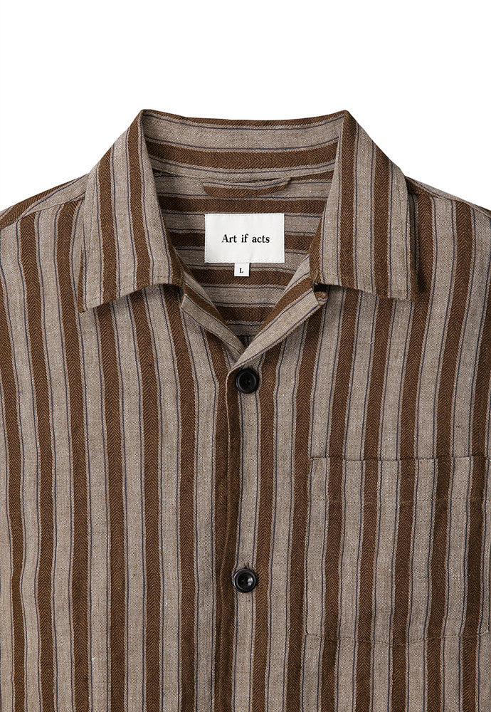Art if acts - Linen Stripe Camp Half Shirt (Camel) product image 12 | TRAB K-Fashion Australia