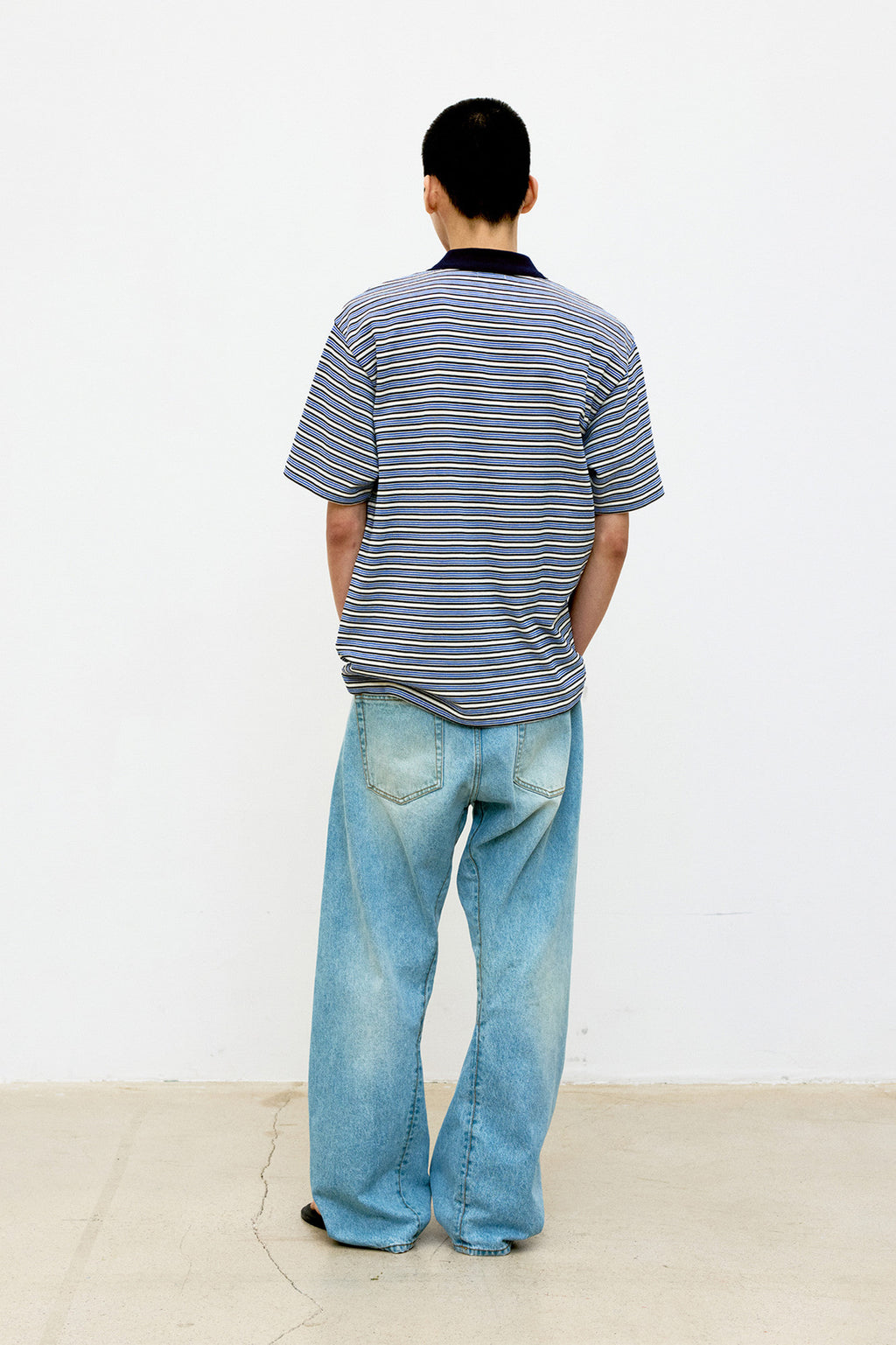 Coor - Multi-Pin Stripe Polo Shirt (Blue) product image 4 | TRAB K-Fashion Australia