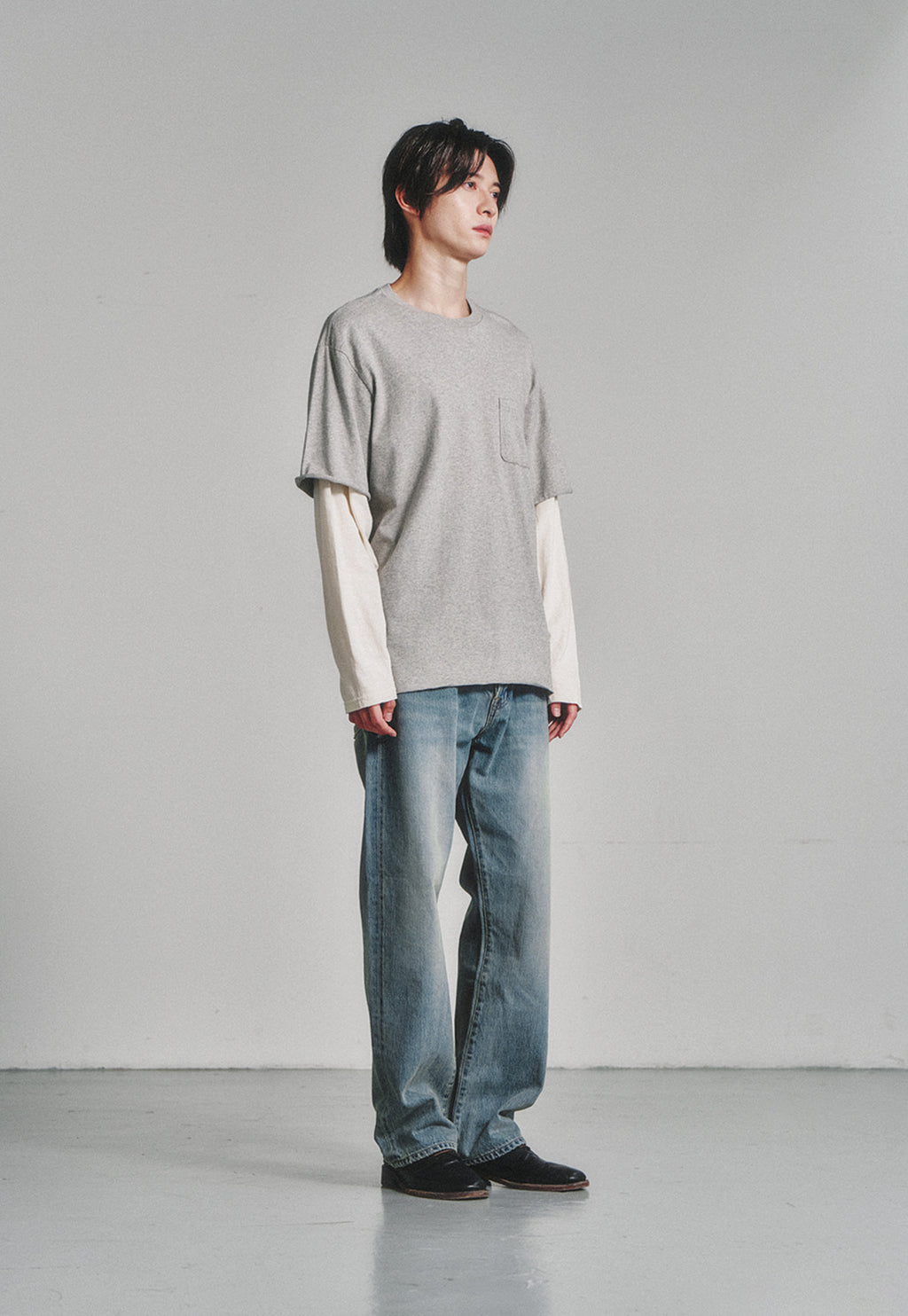Art if acts - Layered Long Sleeve (Grey/Cream) product image 3 | TRAB K-Fashion Australia