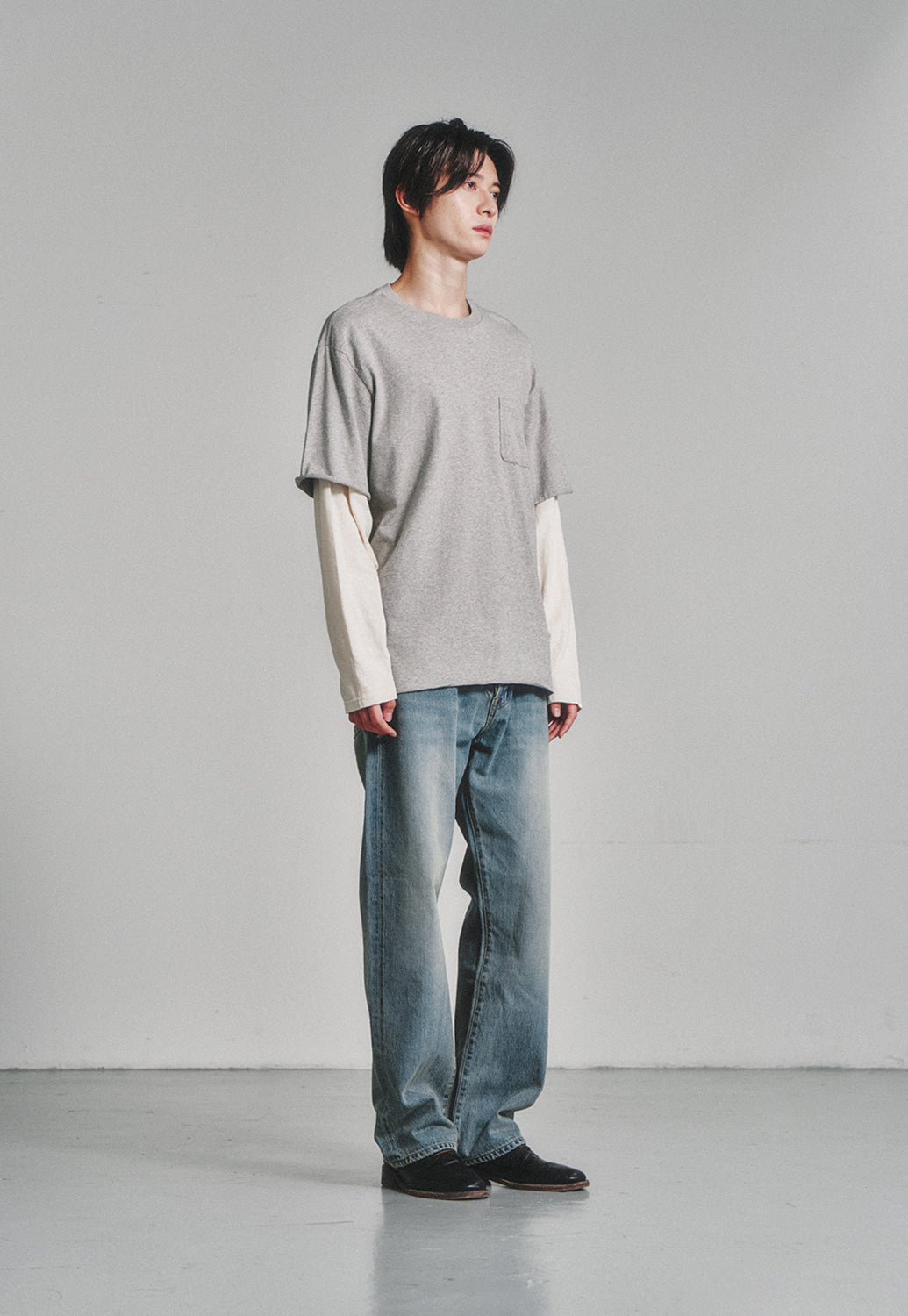 Art if acts - Layered Long Sleeve (Grey/Cream) product image 3 | TRAB K-Fashion Australia