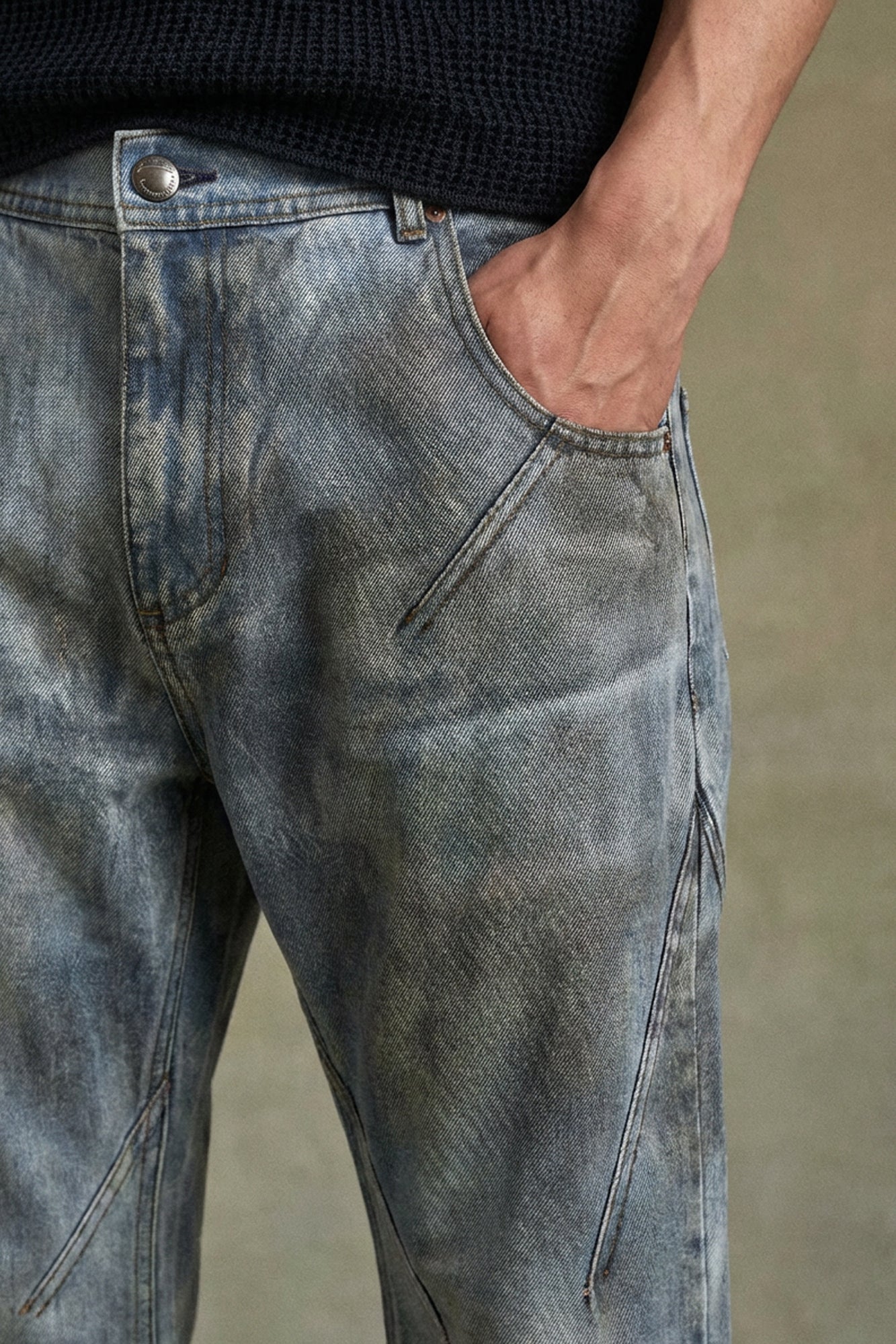 Andersson Bell - Dirty Spray Washed Wide Leg Jeans (L.Blue) product image 5 | TRAB K-Fashion Australia