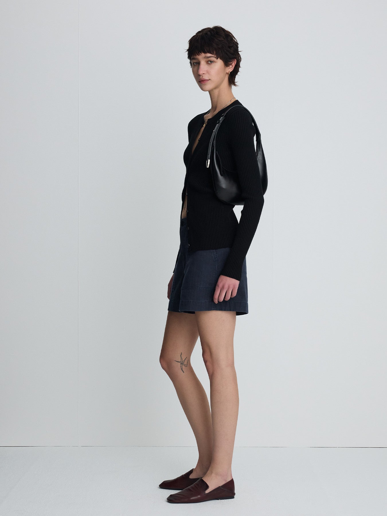 Tonywack - Silk Cotton Ribbed Button Cardigan (Black) product image 2 | TRAB K-Fashion Australia